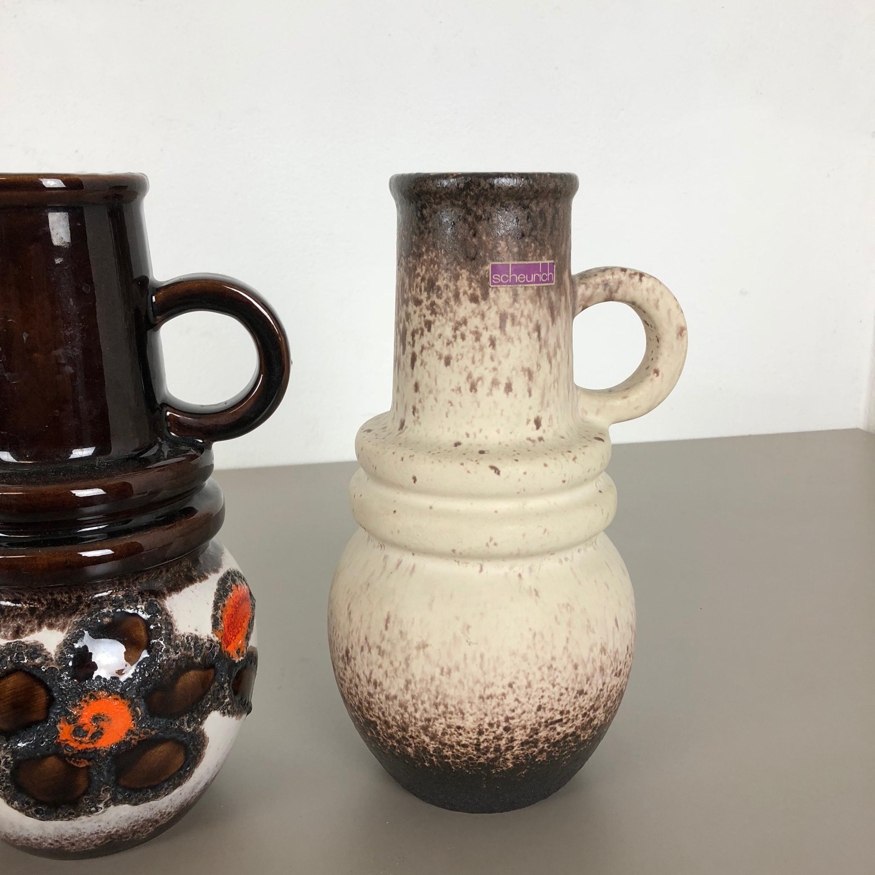 Set of Three 1970s Pottery Fat Lava 