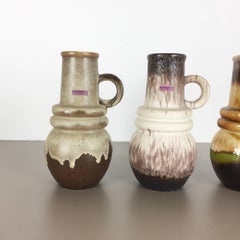 Set of Three 1970s Pottery Fat Lava "Vienna" Vases Made by Scheurich, Germany