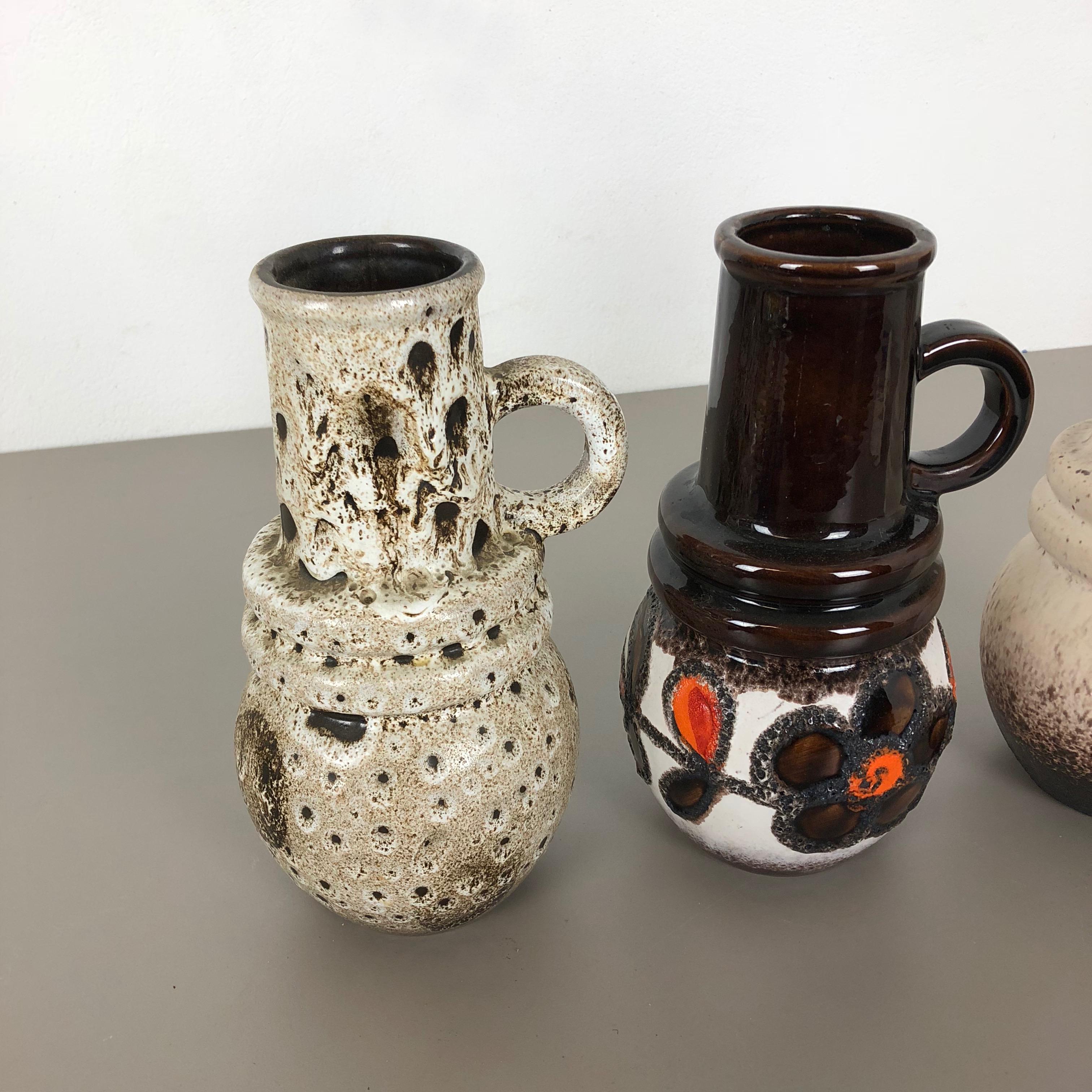 Mid-Century Modern Set of Three 1970s Pottery Fat Lava 