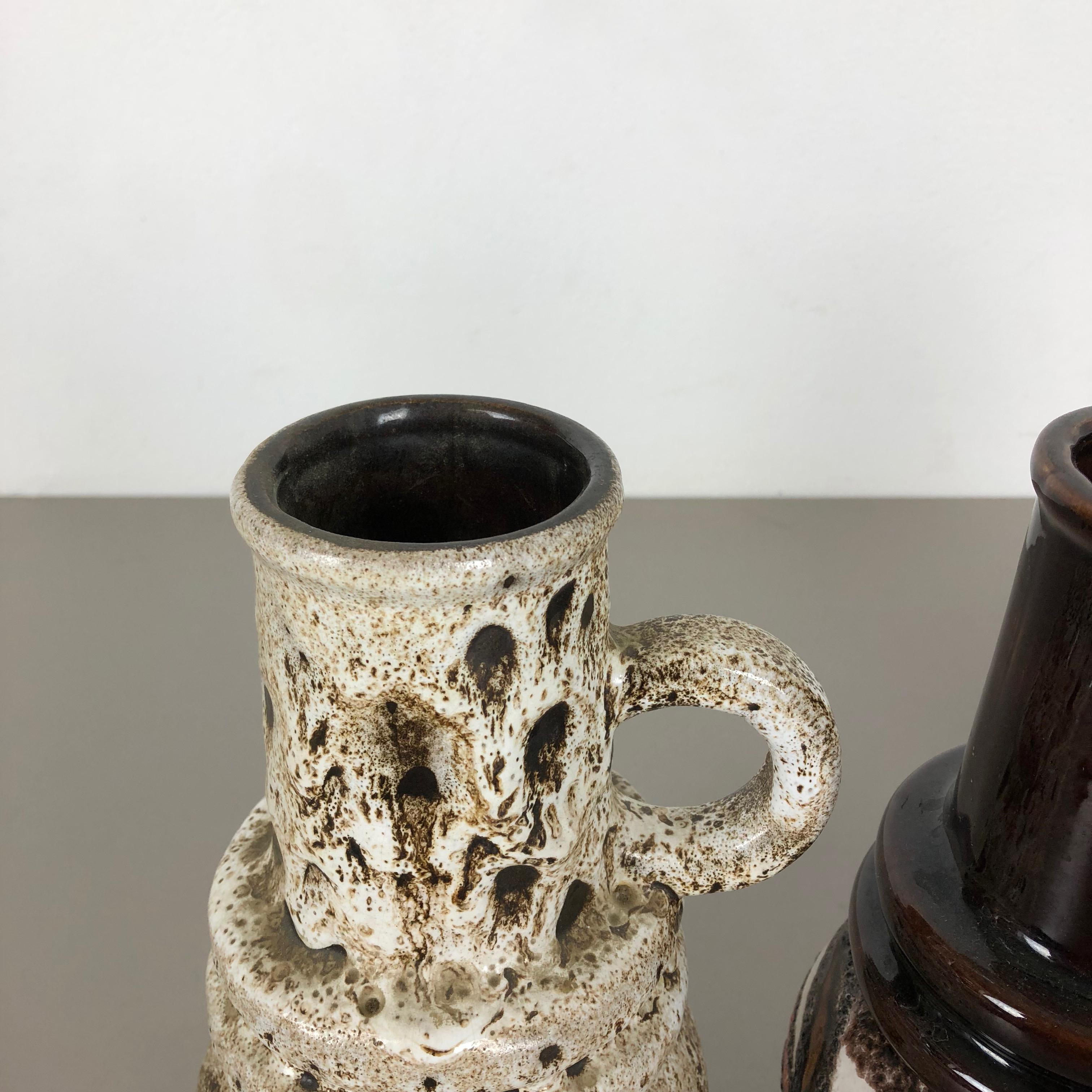 Set von drei 1970er Keramik-Vasen „Vienna“ aus Fett Lava, hergestellt von Scheurich, Deutschland im Zustand „Gut“ im Angebot in Kirchlengern, DE