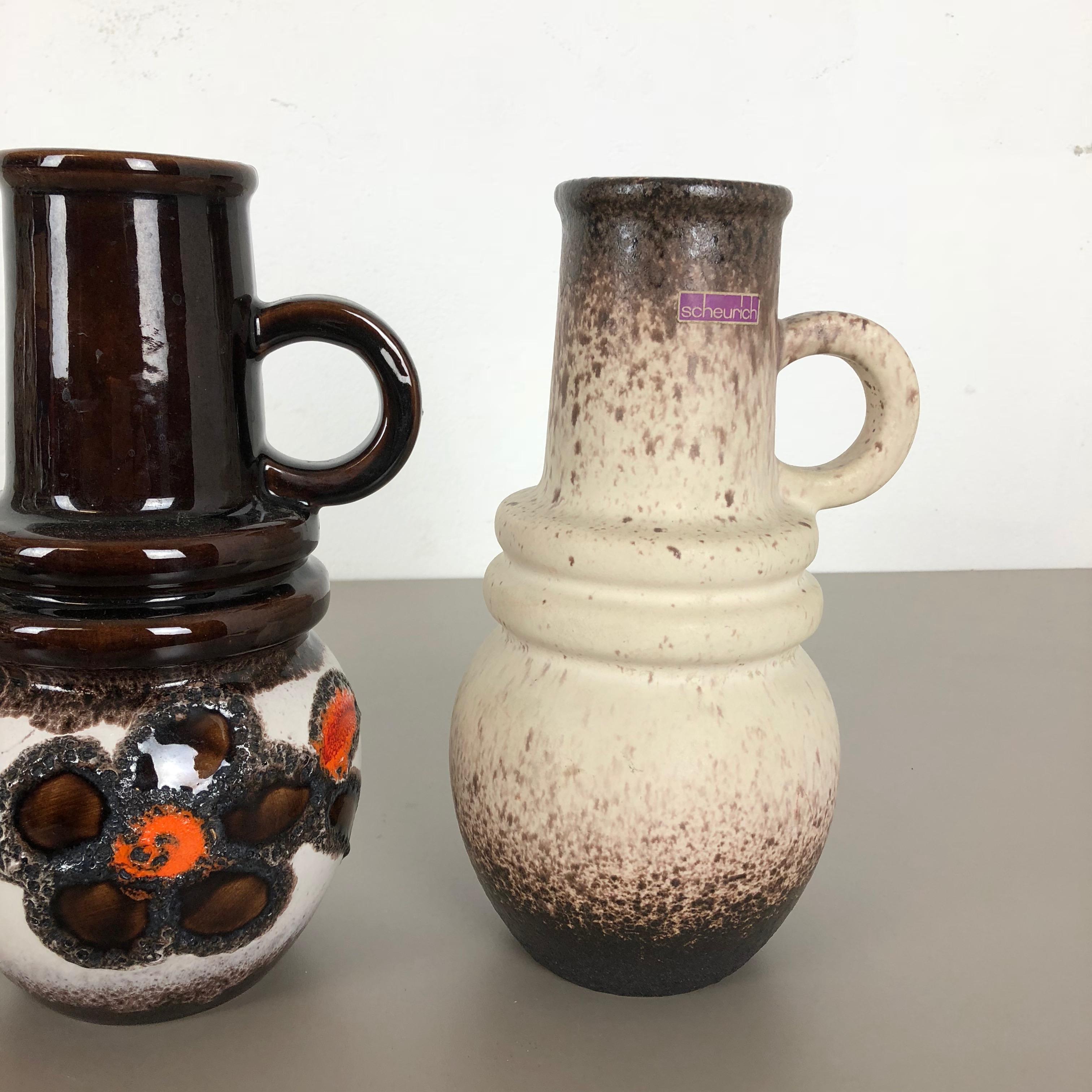 Set von drei 1970er Keramik-Vasen „Vienna“ aus Fett Lava, hergestellt von Scheurich, Deutschland im Angebot 3
