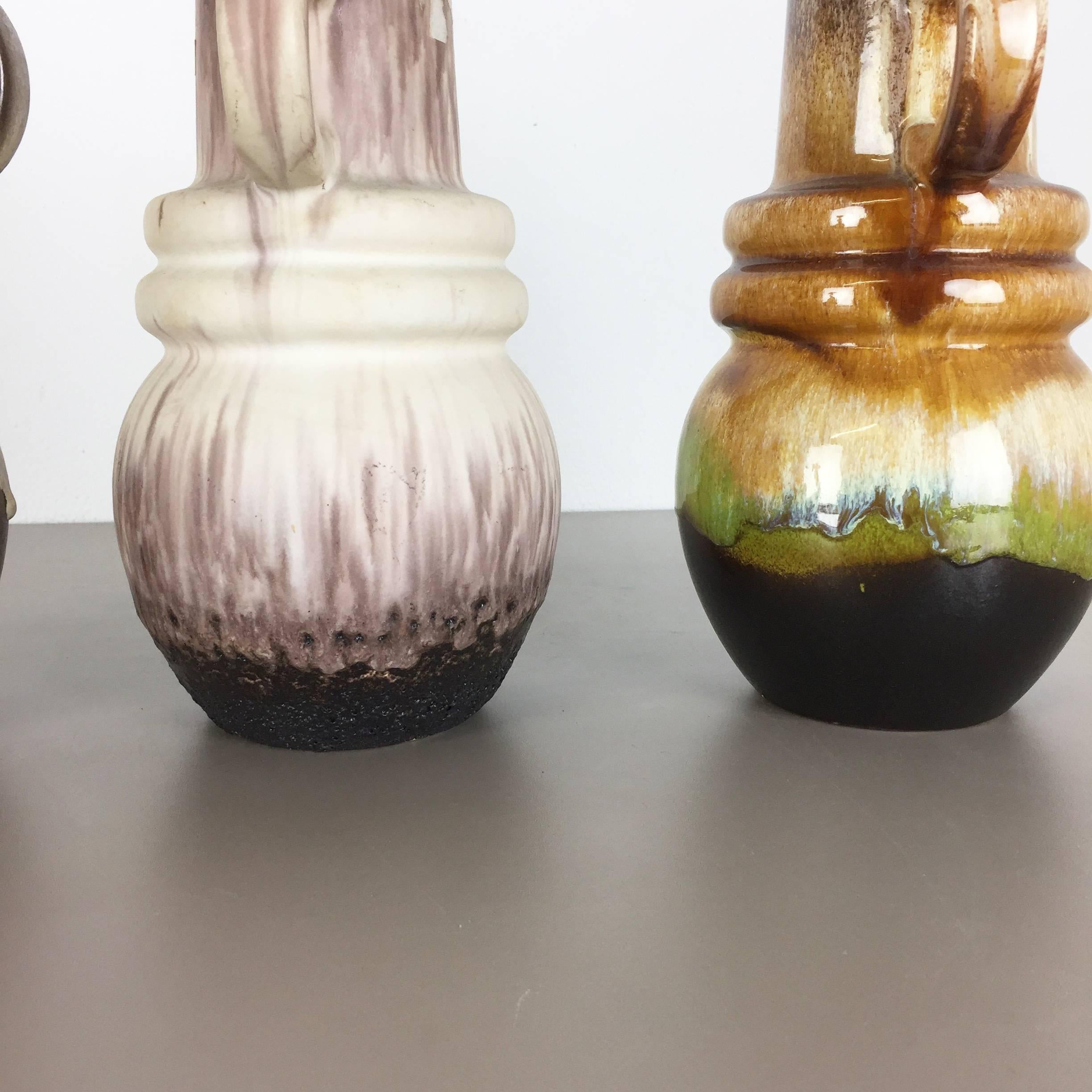 Set of Three 1970s Pottery Fat Lava 