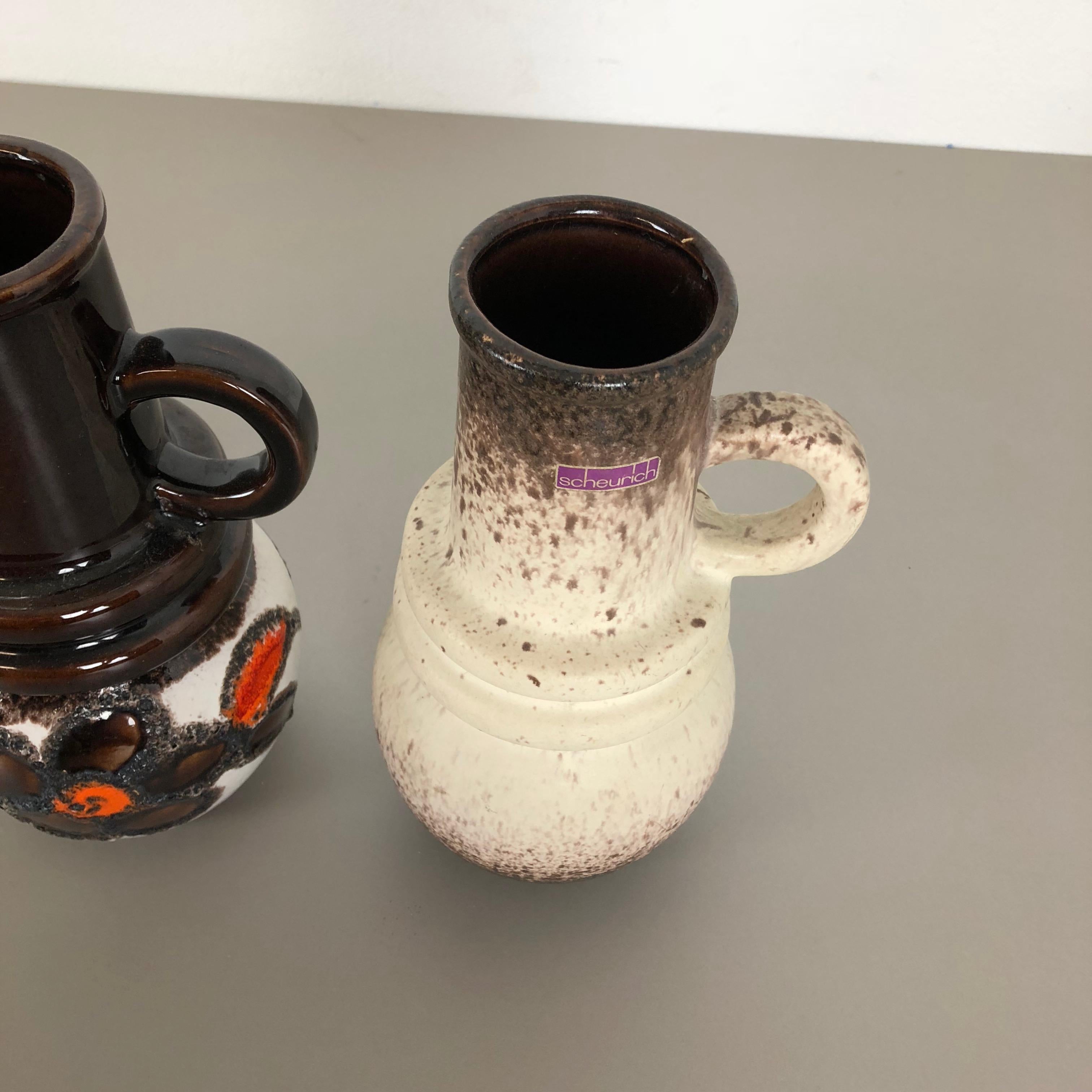 Set of Three 1970s Pottery Fat Lava 