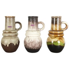 Ensemble de trois vases "Vienna" en poterie de lave grasse des années 1970 fabriqués par Scheurich, Allemagne