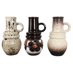 Ensemble de trois vases "Vienna" en poterie de lave grasse des années 1970 fabriqués par Scheurich, Allemagne