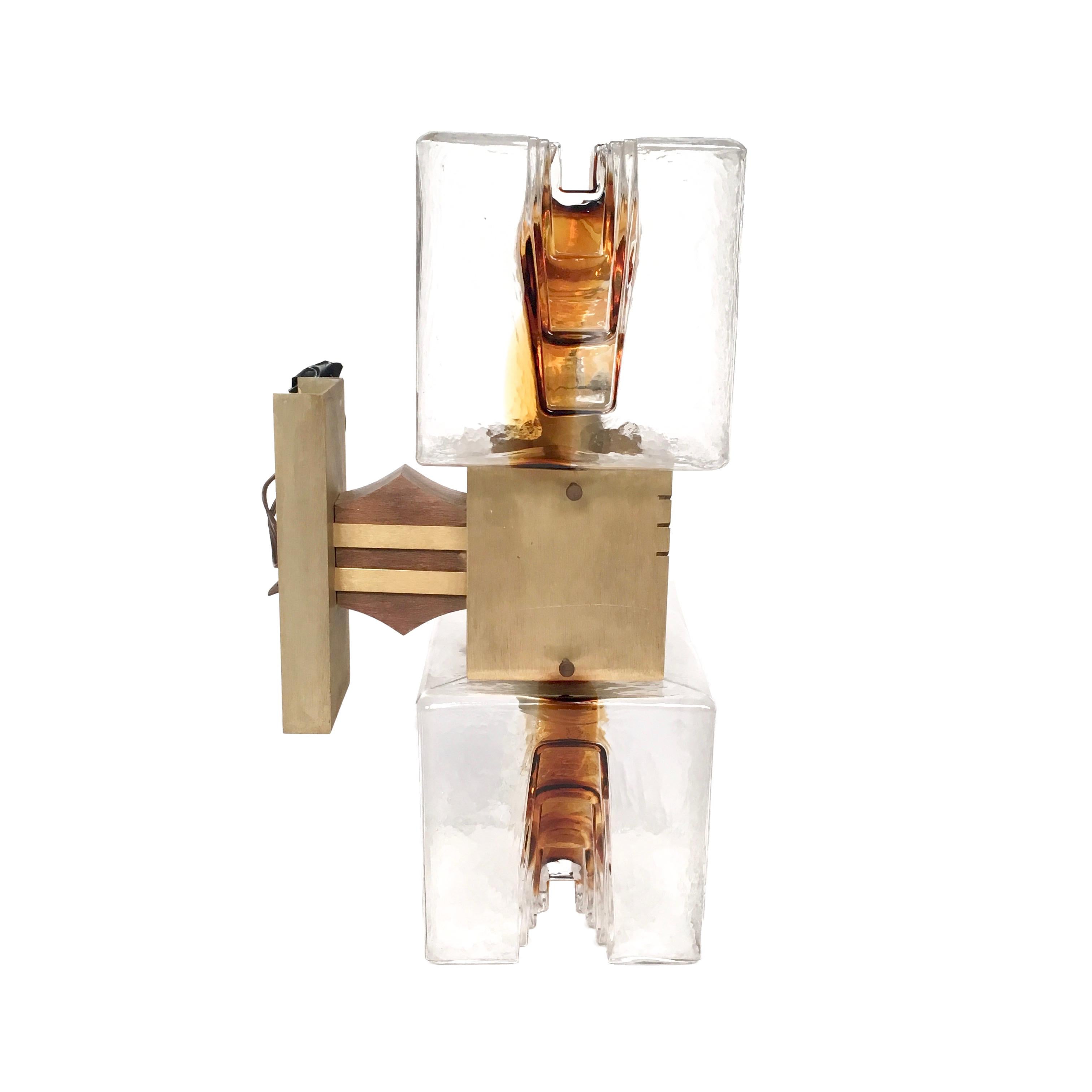 Mid-Century Modern Set of Three 1970s Sconces in Murano Glass by Carlo Nason for Mazzega