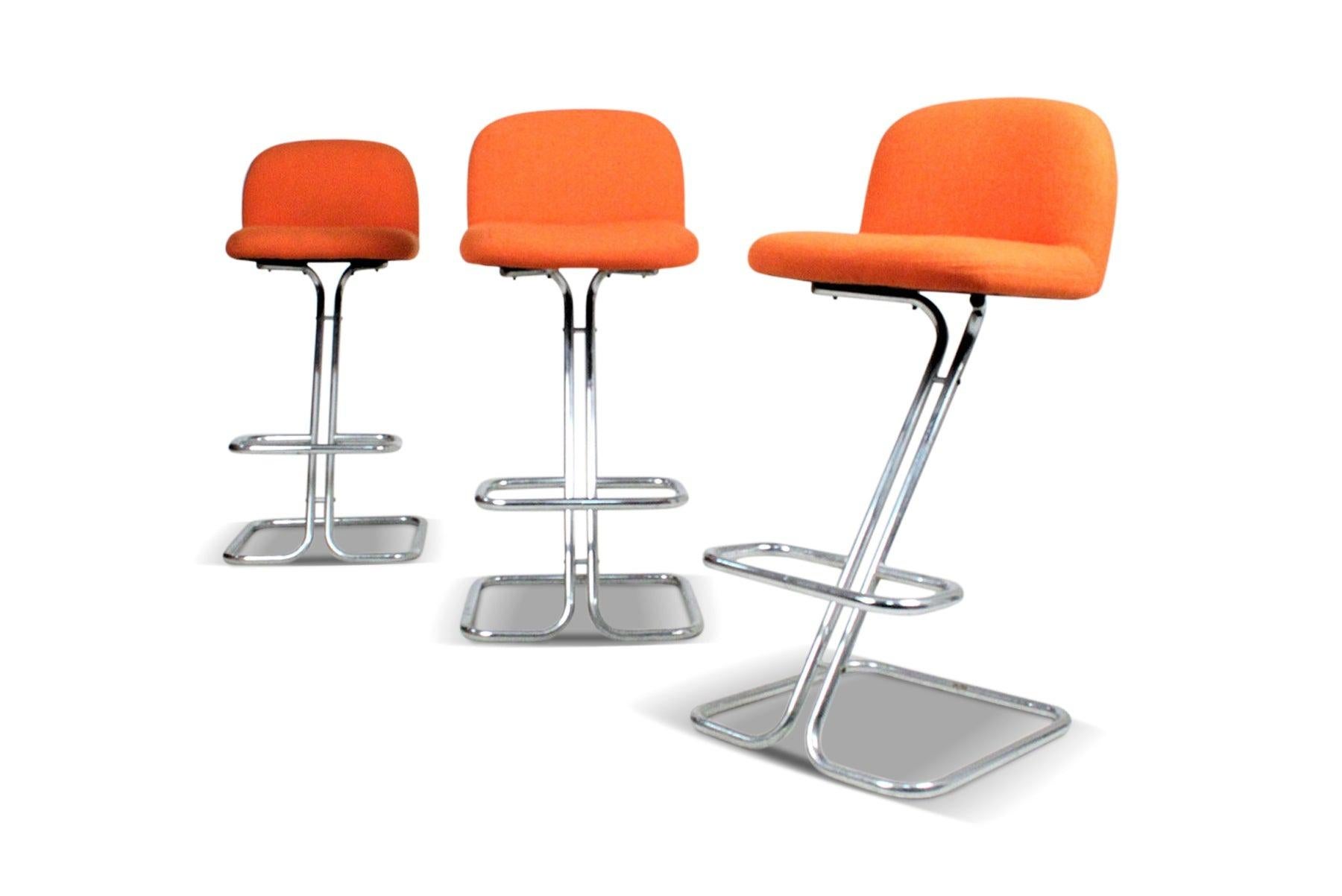 Origin: Germany
Designer: Unknown
Manufacturer: Unknown
Era: 1970s
Materials: Chrome, Wool
Measurements: 19.75″ wide x 19.75″ deep x 40″ tall