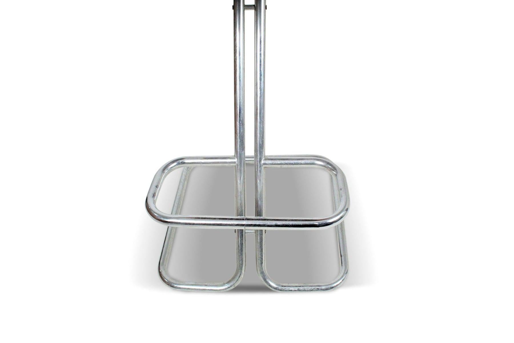 20th Century Set of Three 1970s Space Age Chrome + Wool Barstools For Sale