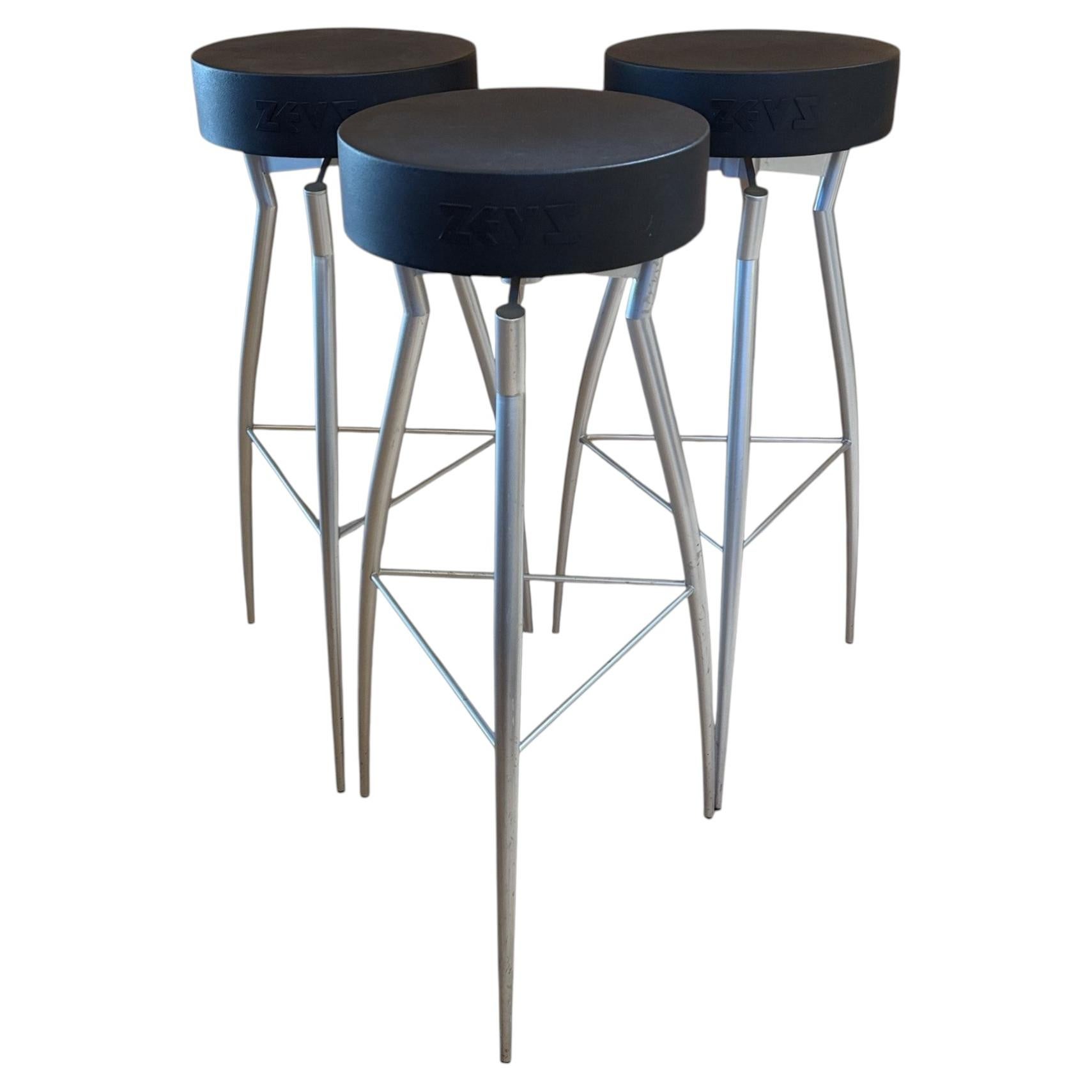 Set of Three 1980s Postmodern "Alice" Bar Stools by Claudio Nardi for Zeus For Sale