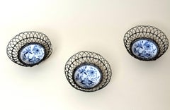 Set of Three 19th C. Meissen Attributed Porcelain Wire Bowls, Germany