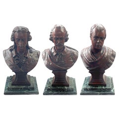 Set di tre busti in mogano del 20° secolo di Schiller, Shakespeare e Sir Walter Scott