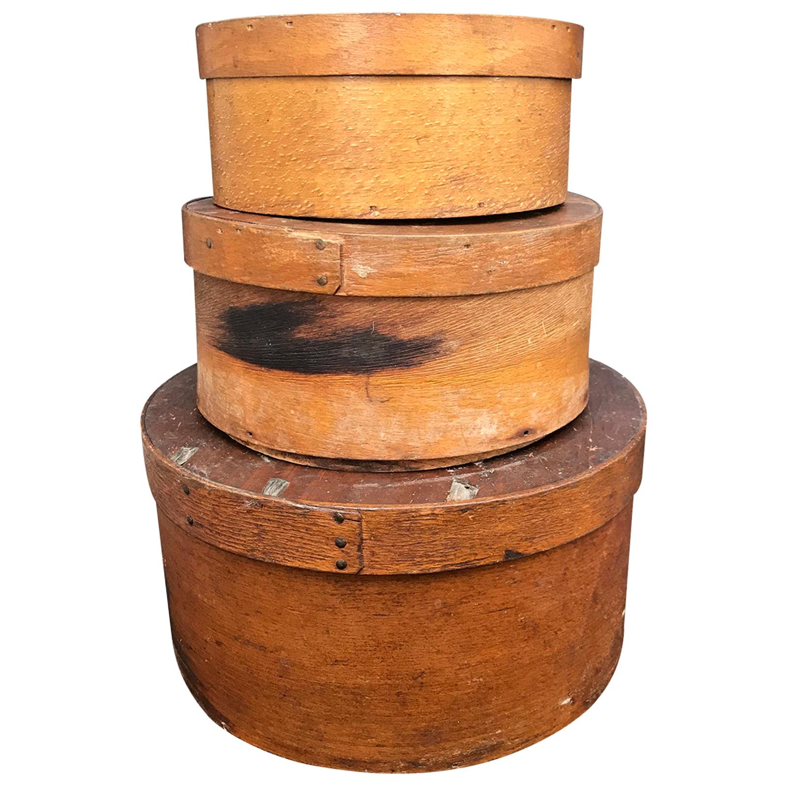 Set of Three 19th Century American Pantry Boxes For Sale