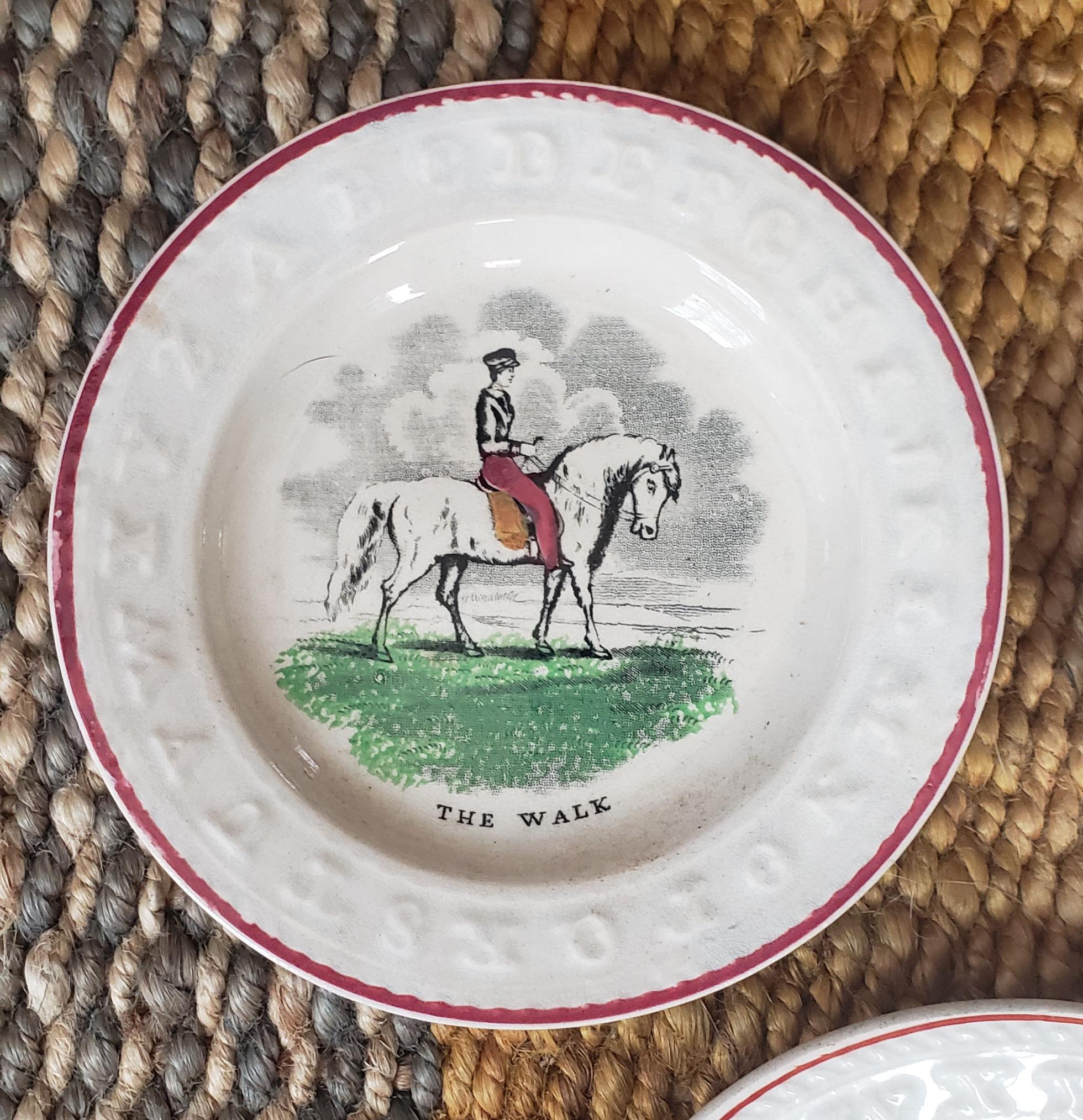 Set of Three 19th Century Children ABC Plates In Good Condition For Sale In New York, NY