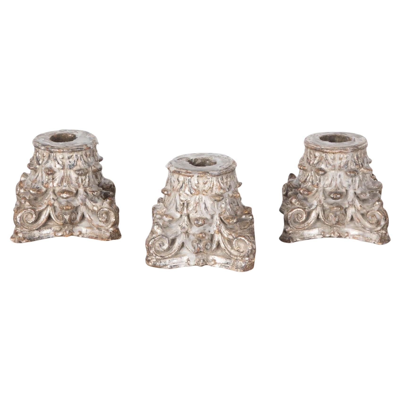 Set of Three 19th Century Corinthian Column Candle Stands