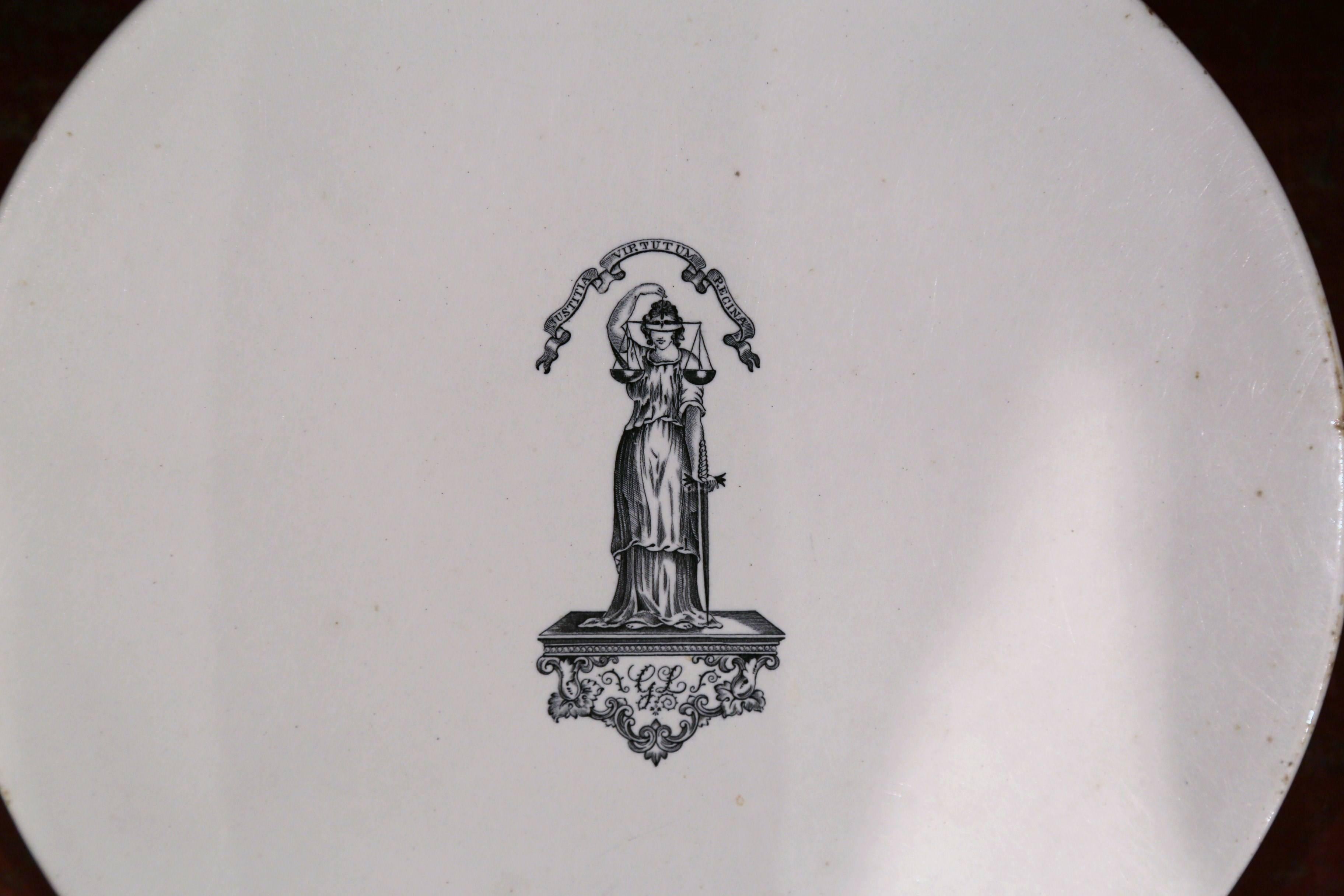 Set von drei englischen schwarz-weißen Trivets aus dem 19. Jahrhundert, signiert R. Webb & Co (Keramik) im Angebot