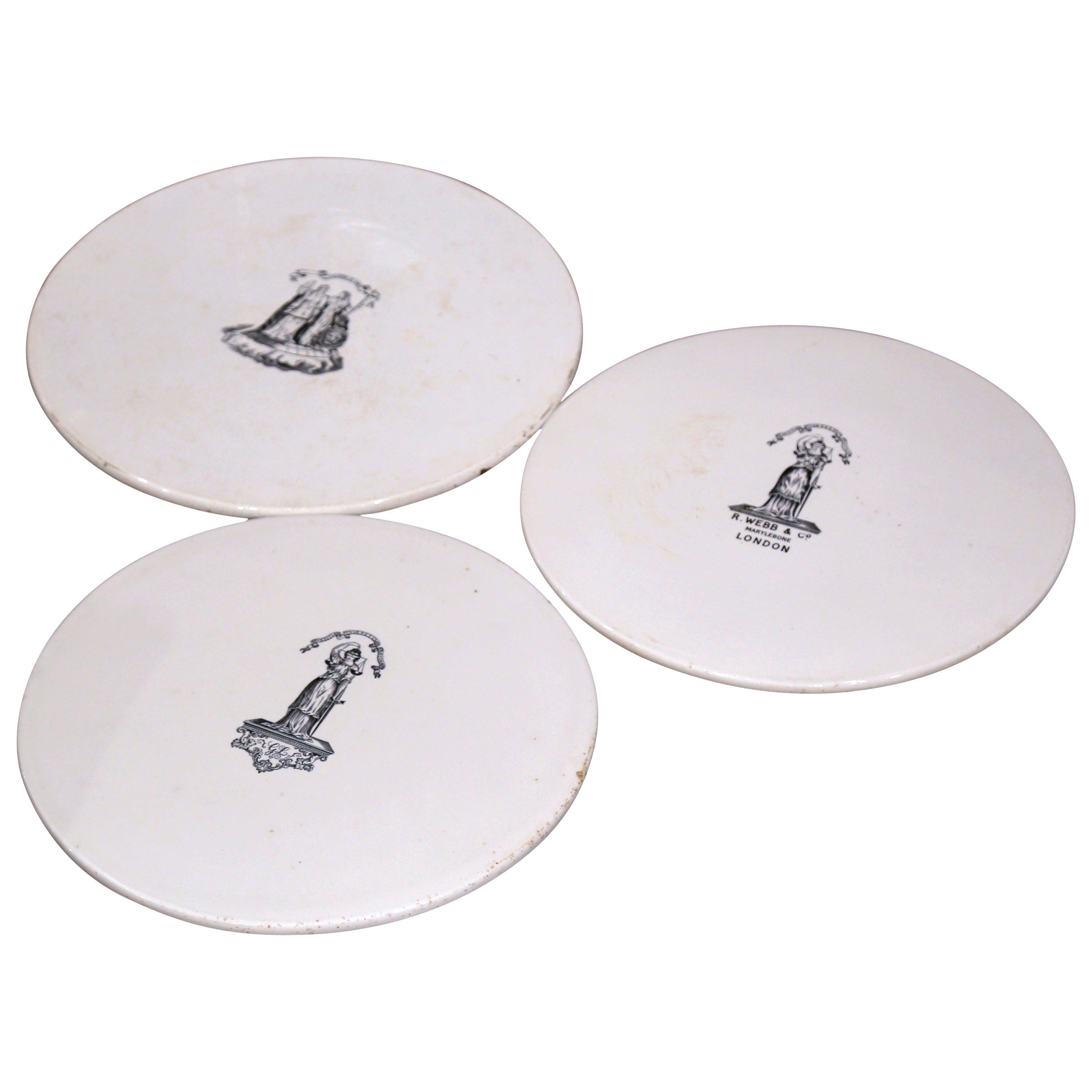 Set of Three 19th Century English Black and White Trivets Signed R. Webb & Co For Sale