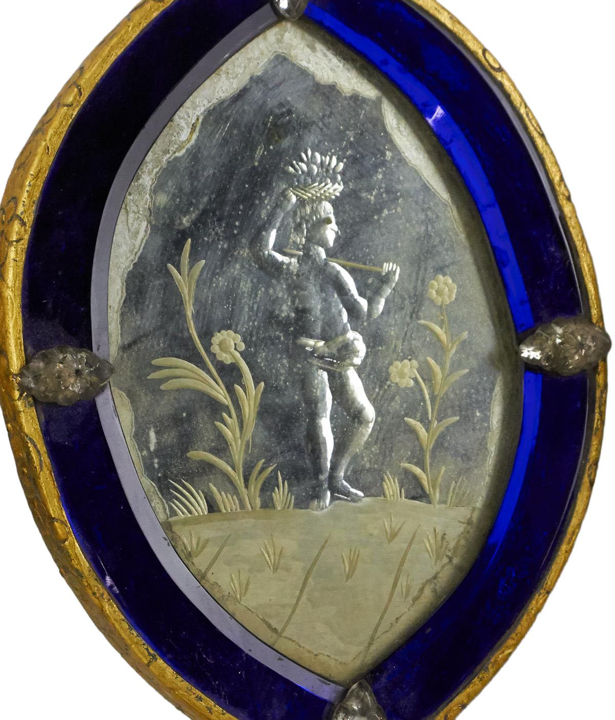 Set of Three 19th Century English Cobalt Sconces For Sale 1