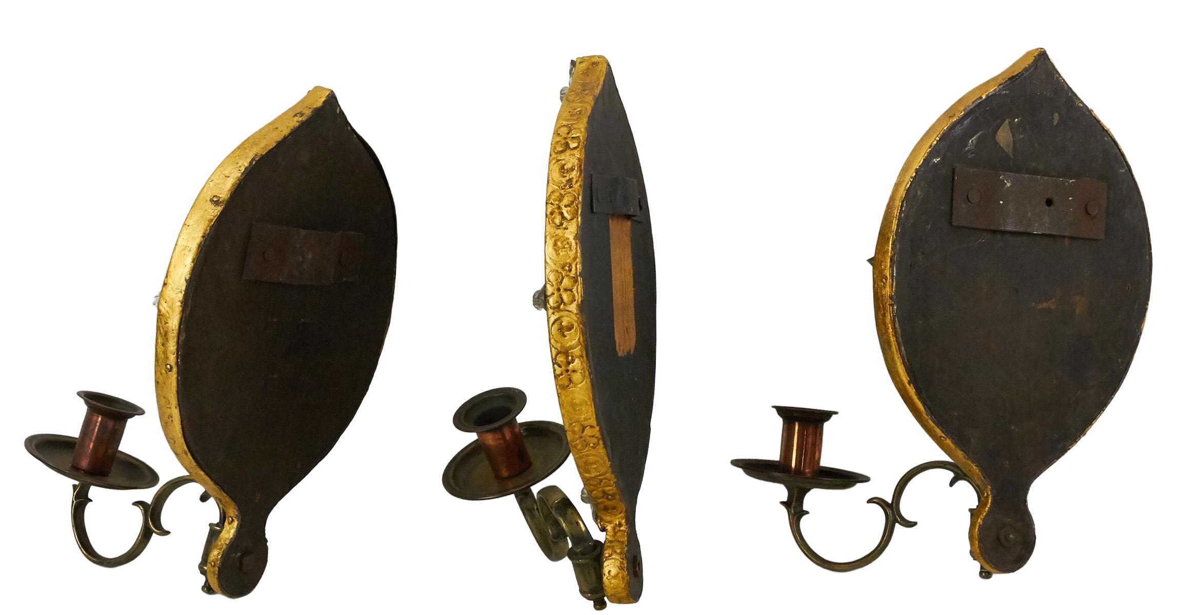 Set of Three 19th Century English Cobalt Sconces For Sale 3