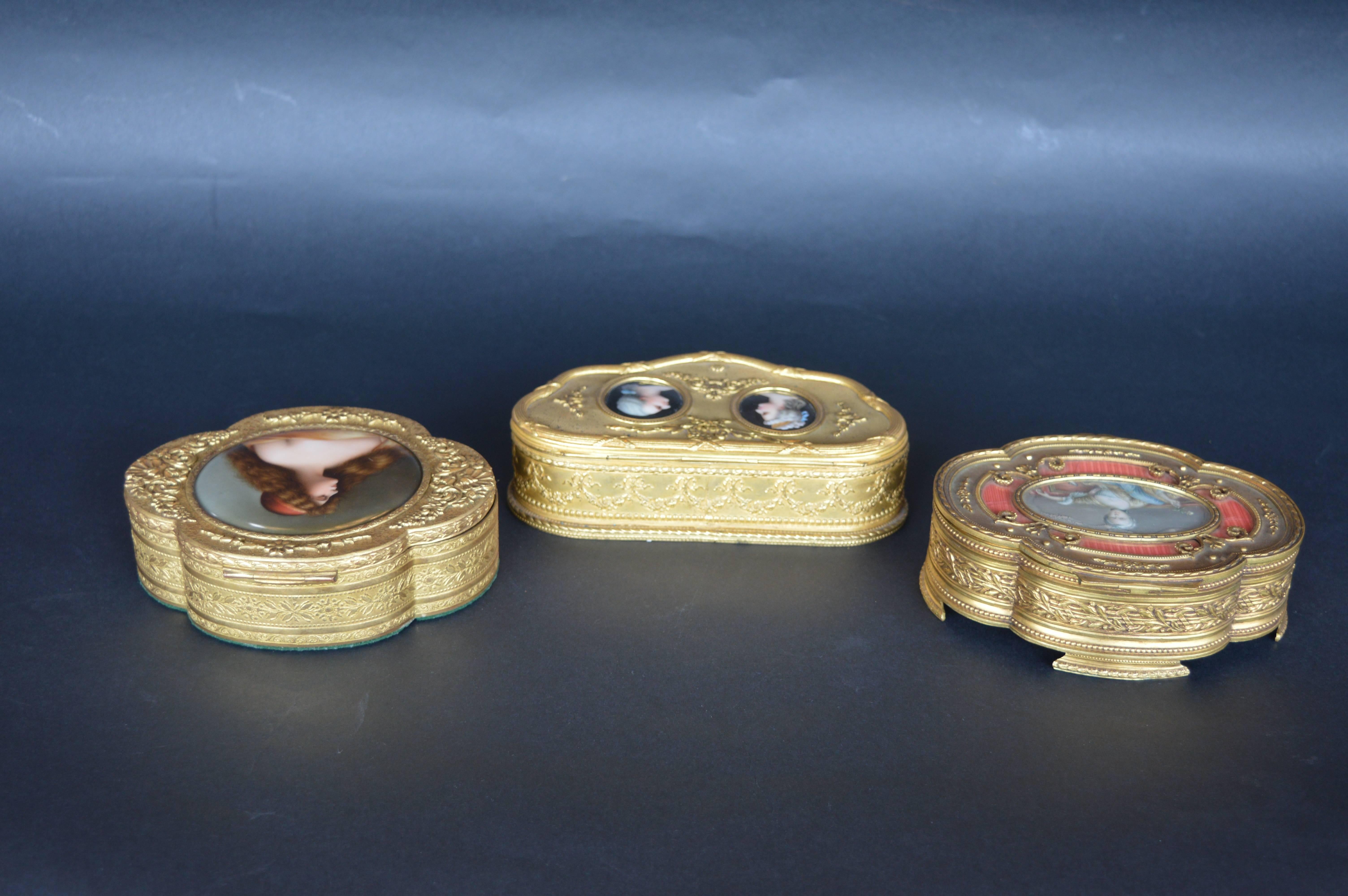 Enamel Set of Three 19th Century French Boxes For Sale