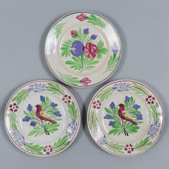 Set of Three 19th Century French Faience Plates by Sarreguemines