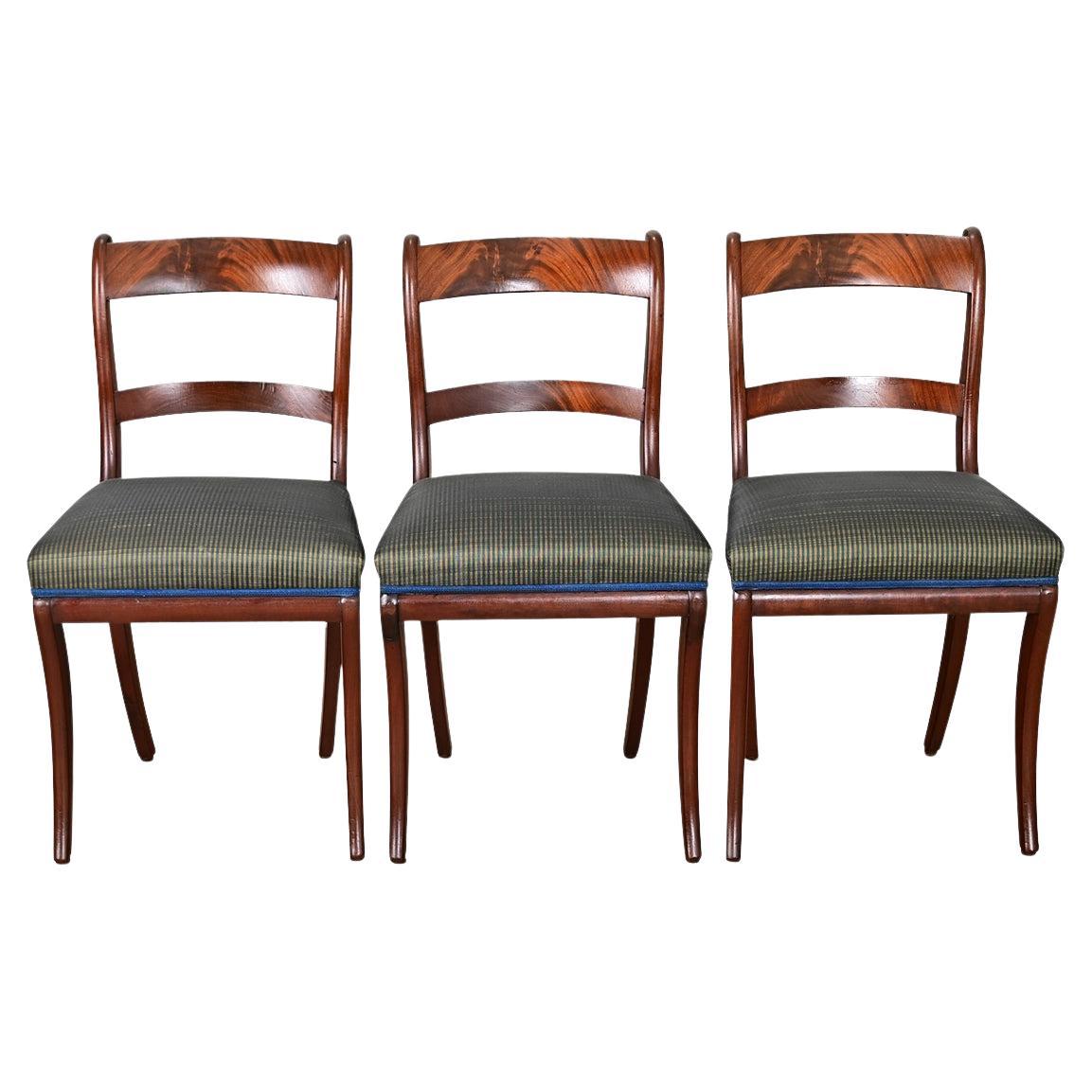 Set of Three 19th Century French Mahogany Side Chairs