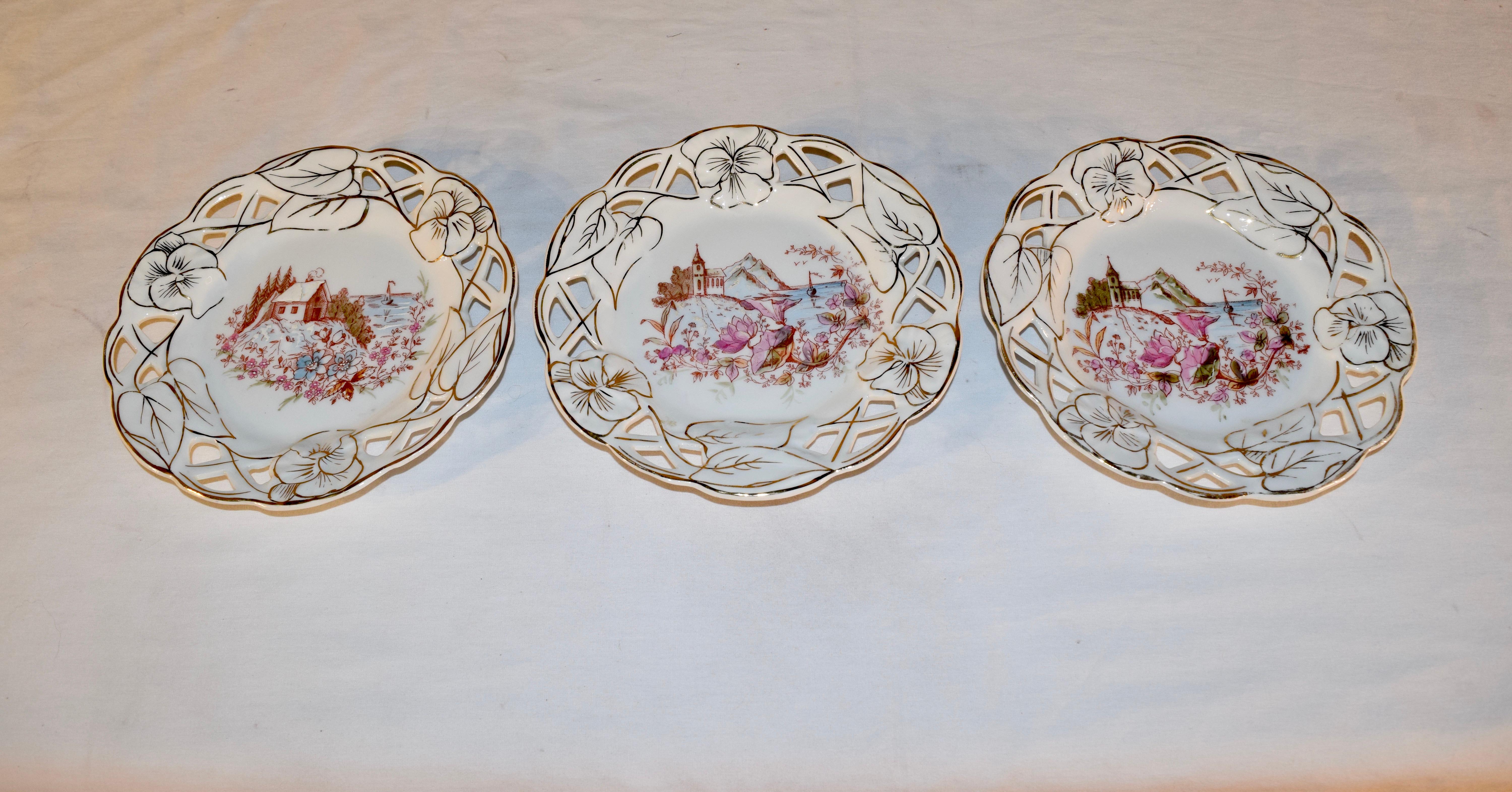 Set of Three 19th Century French Porcelain Plates 4