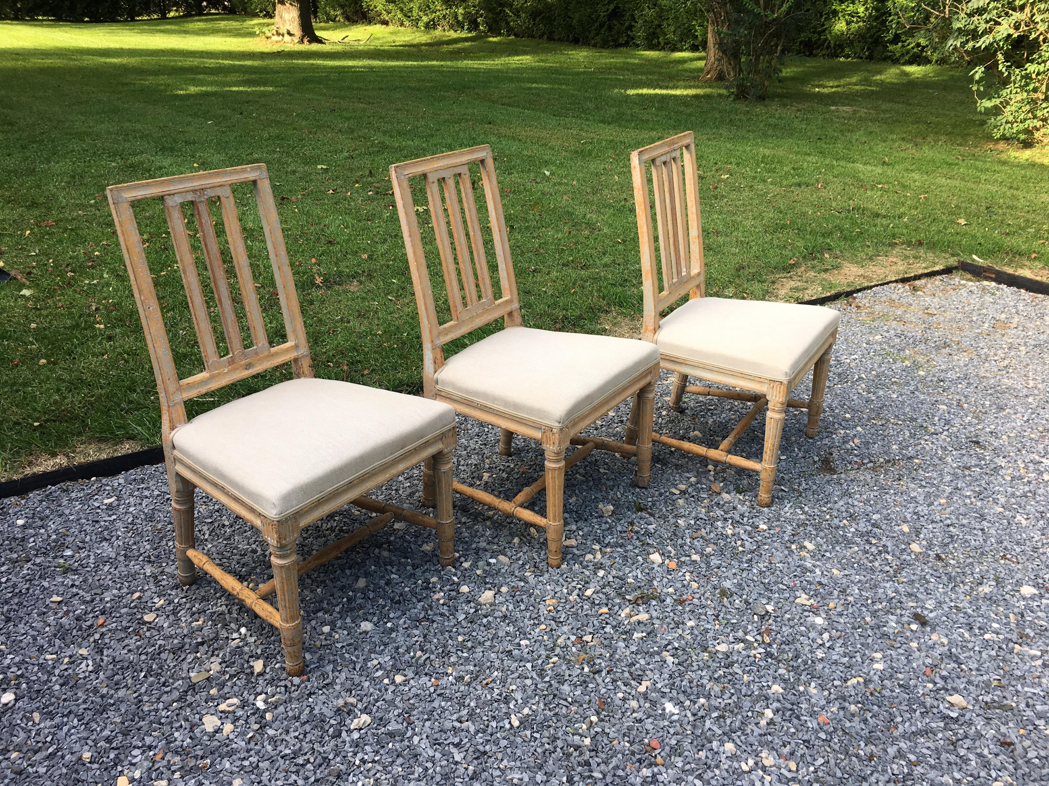 Scandinavian Set of Three 19th Century Gustavian Chairs