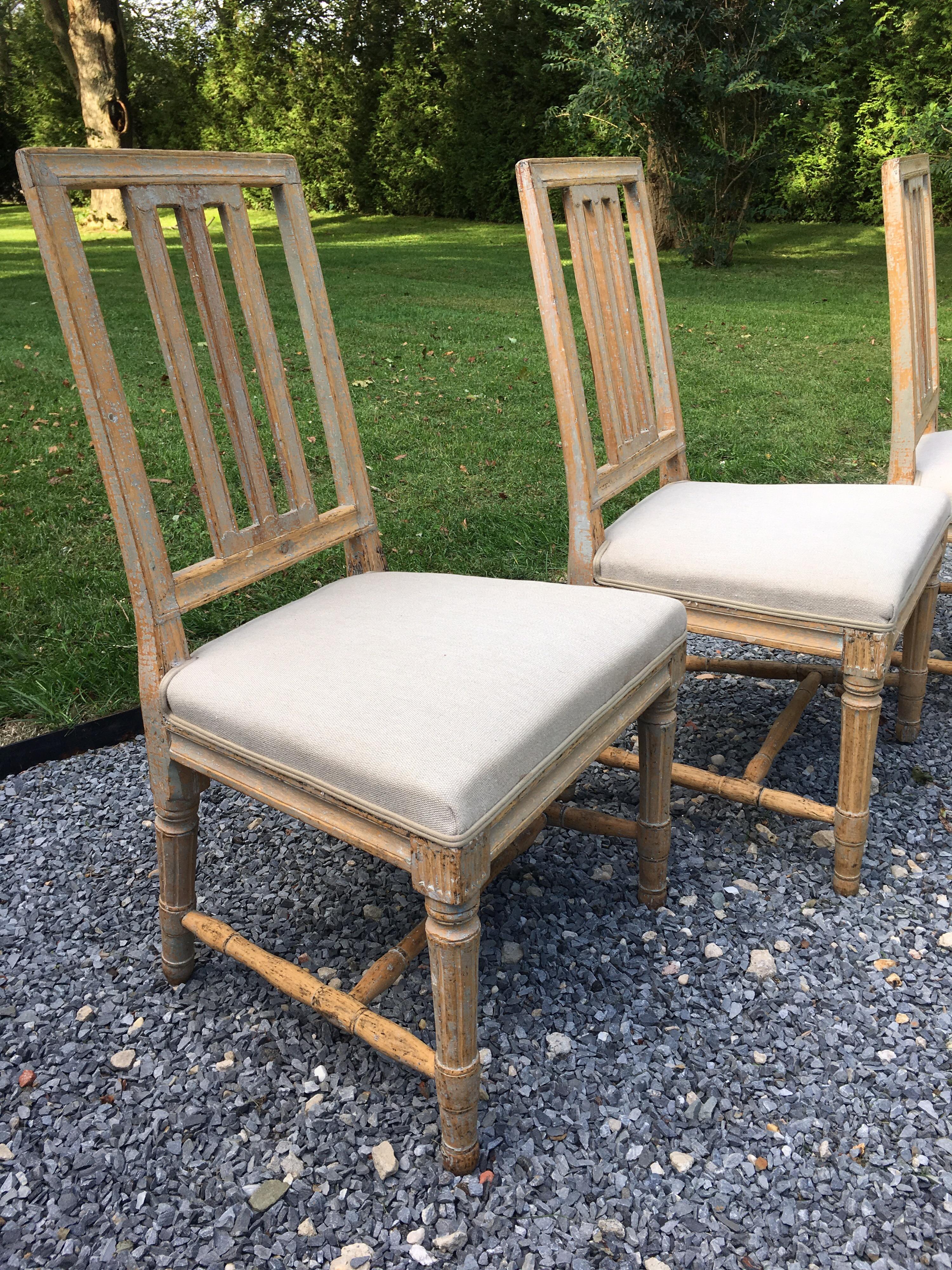 Set of Three 19th Century Gustavian Chairs In Excellent Condition In Southampton, NY