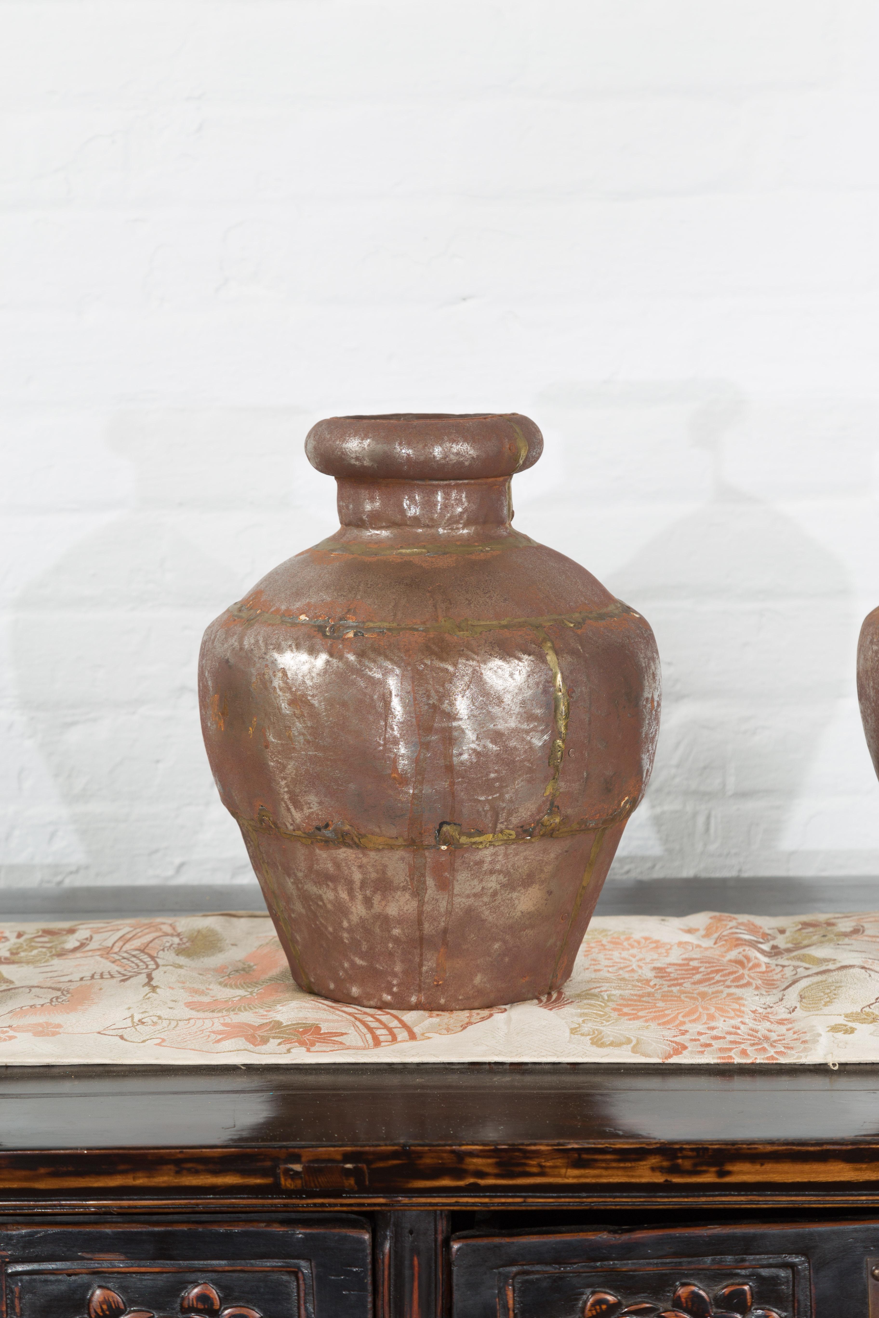 Set of Three 19th Century Antique Indian Metal Vessels For Sale 5