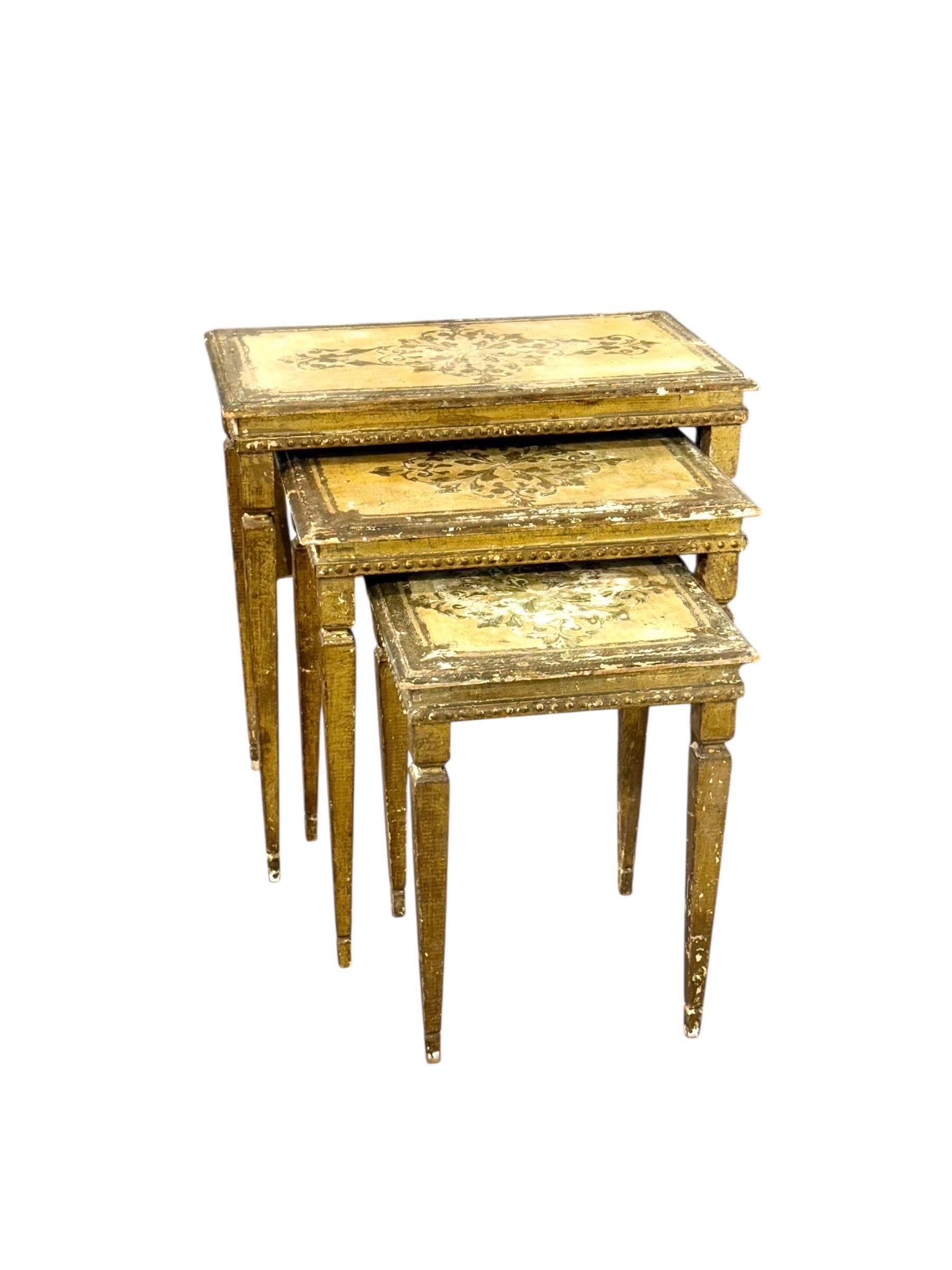 Set of Three 19th Century Italian Giltwood Nesting Tables For Sale 16