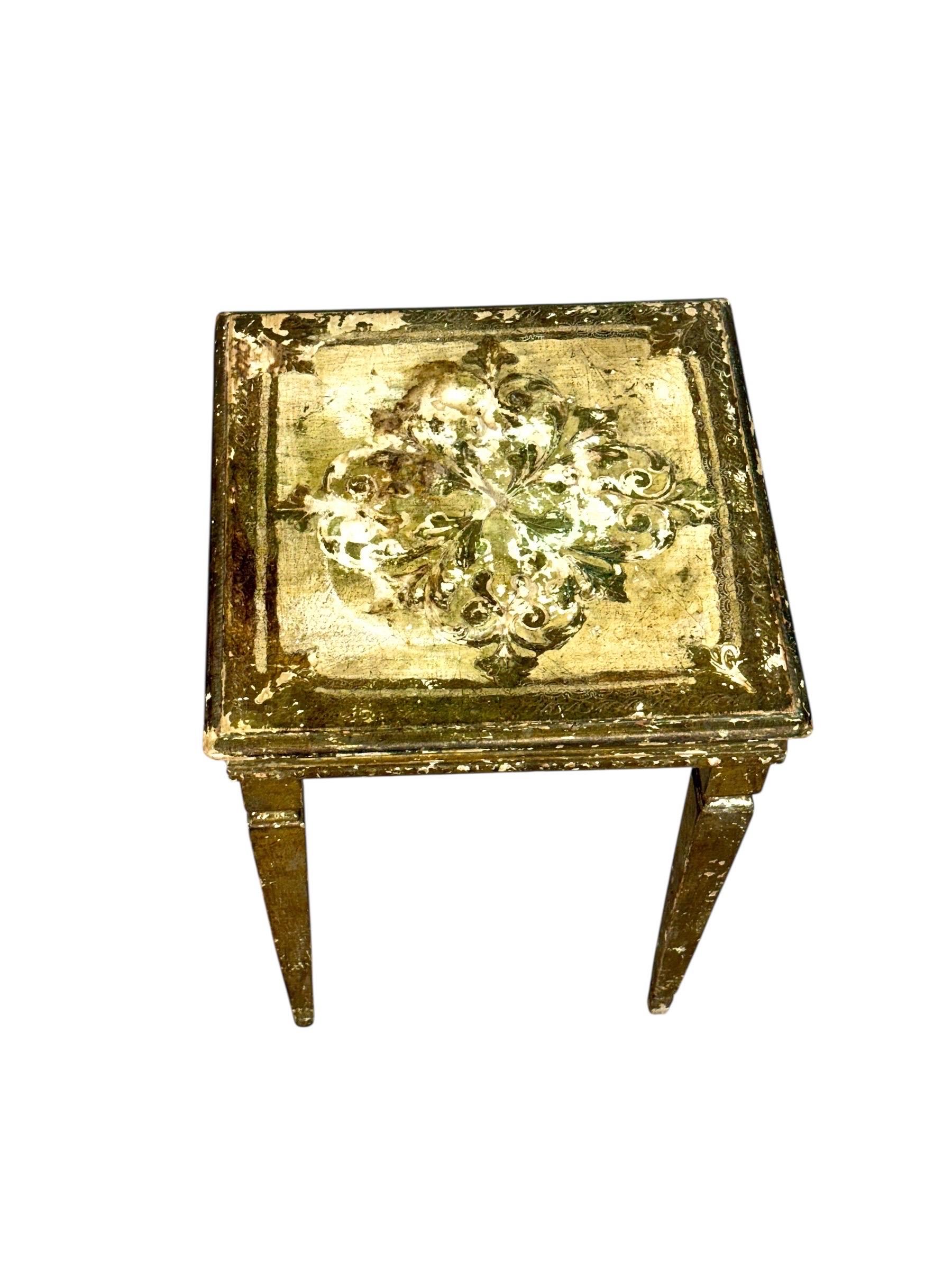 Set of Three 19th Century Italian Giltwood Nesting Tables For Sale 5