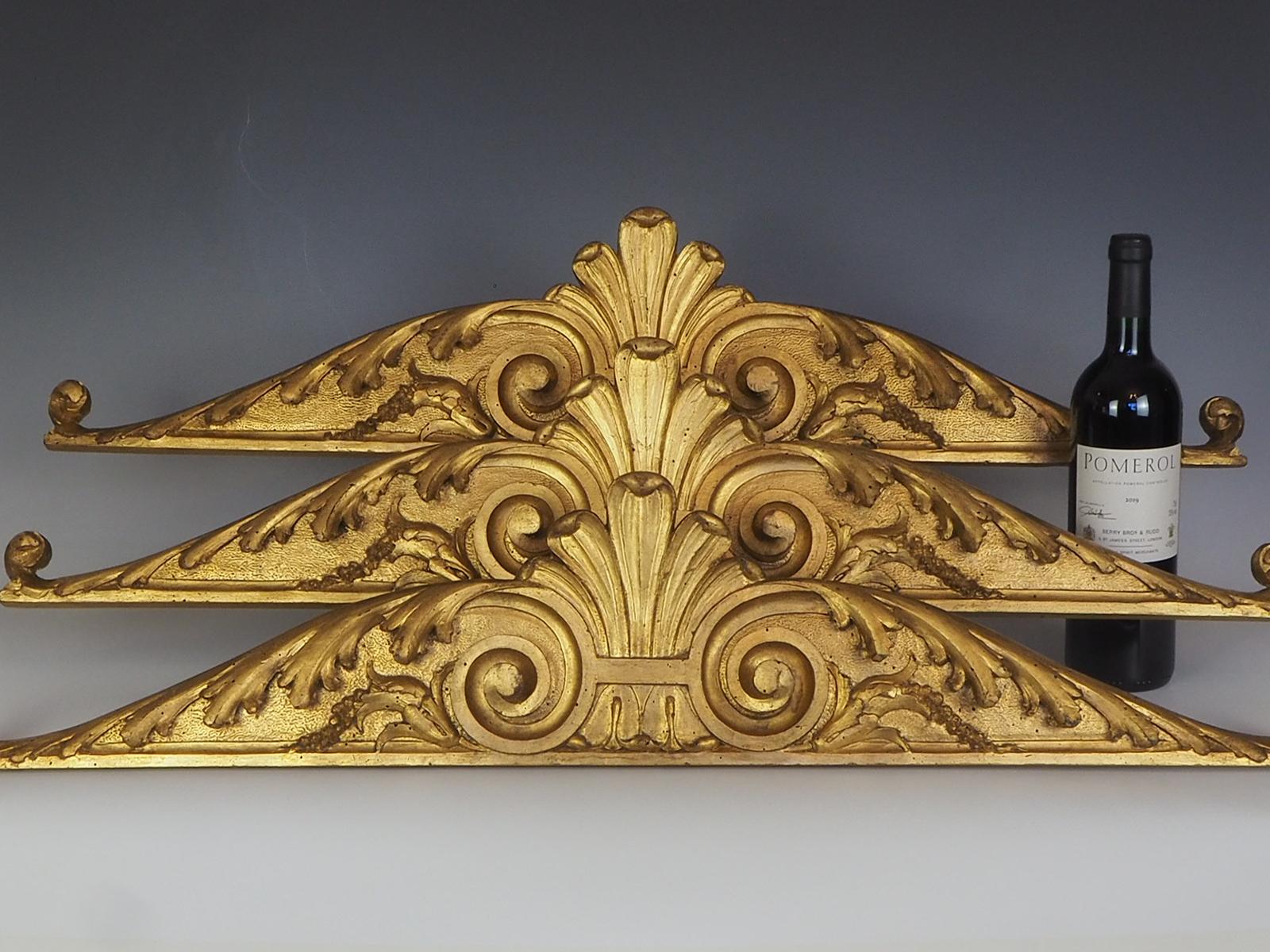 Set of Three 19th Century Italian Giltwood Over Door Pediments For Sale 2