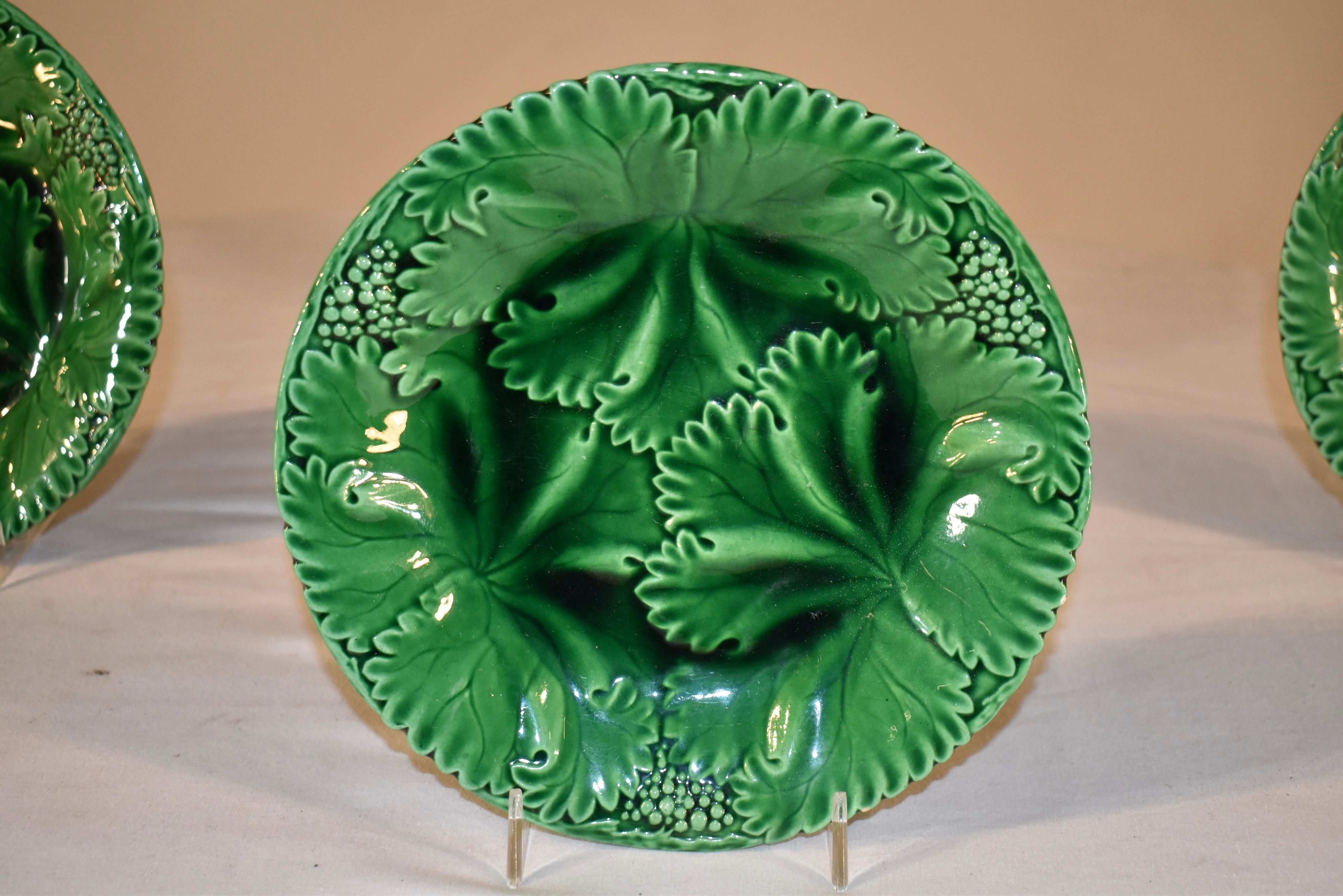 German Set of Three 19th Century Majolica Plates
