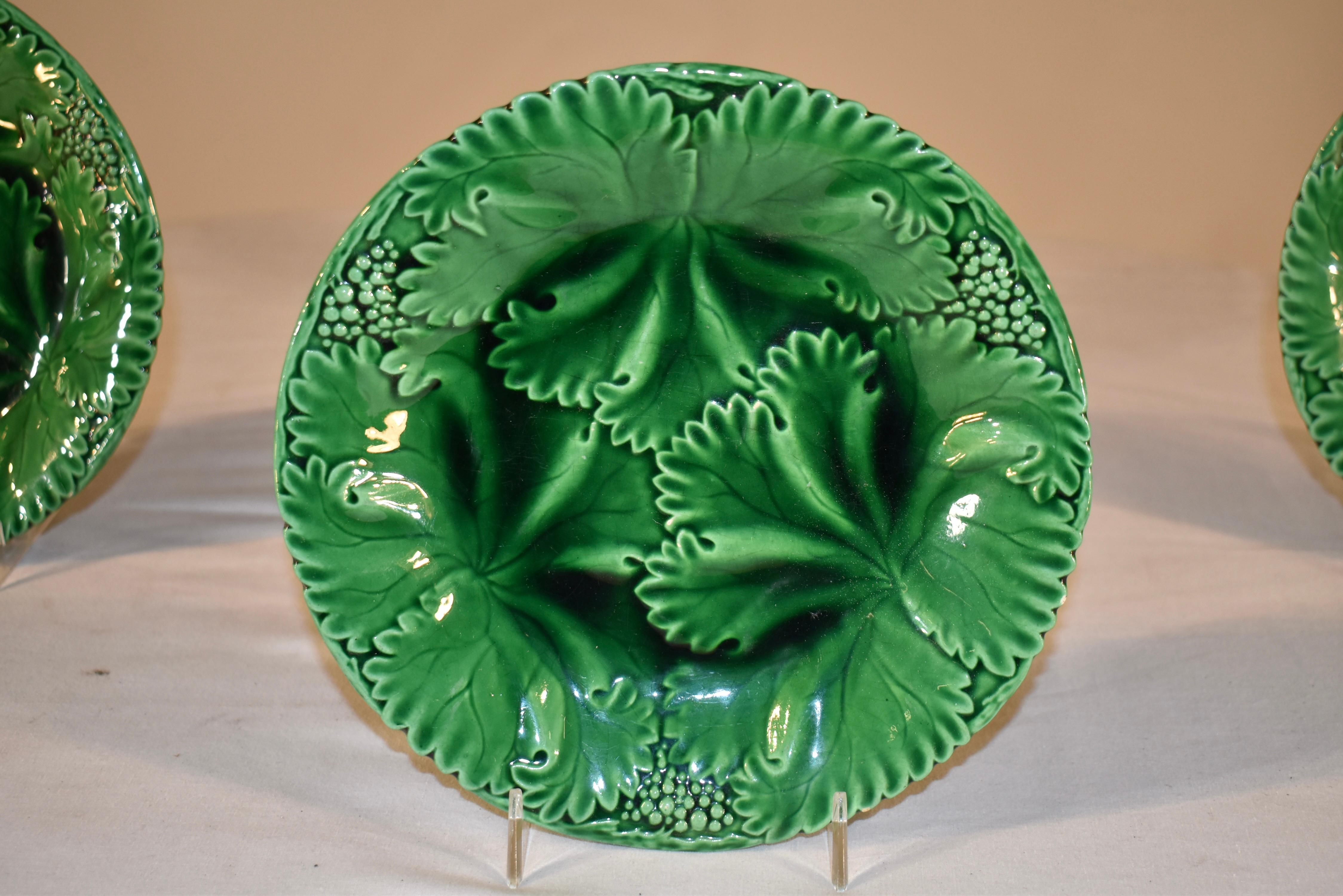 German Set of Three 19th Century Majolica Plates For Sale