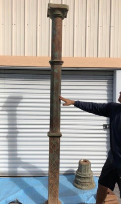 Set of Three 19th Century Teak Pillars Carved from an Old Palace in Gujarat