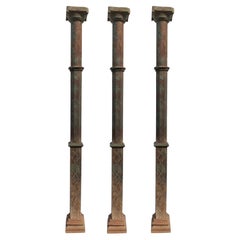 Set of Three 19th Century Teak Pillars Carved from an Old Palace in Gujarat
