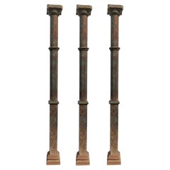 Set of Three 19th Century Teak Pillars Carved from Old Palace in Gujarat