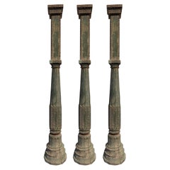 Antique Set of Three 19th Century Teak Pillars from Old Palace in Gujarat