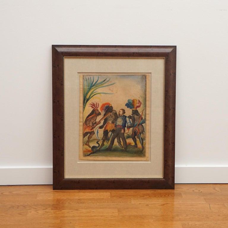 These original watercolors, shown here, are presumed to have been done in the West Indies in the late 18th or early 19th century.  Purchased from the estate of a collector from Kensington, England, these striking watercolors depict three scenes of a