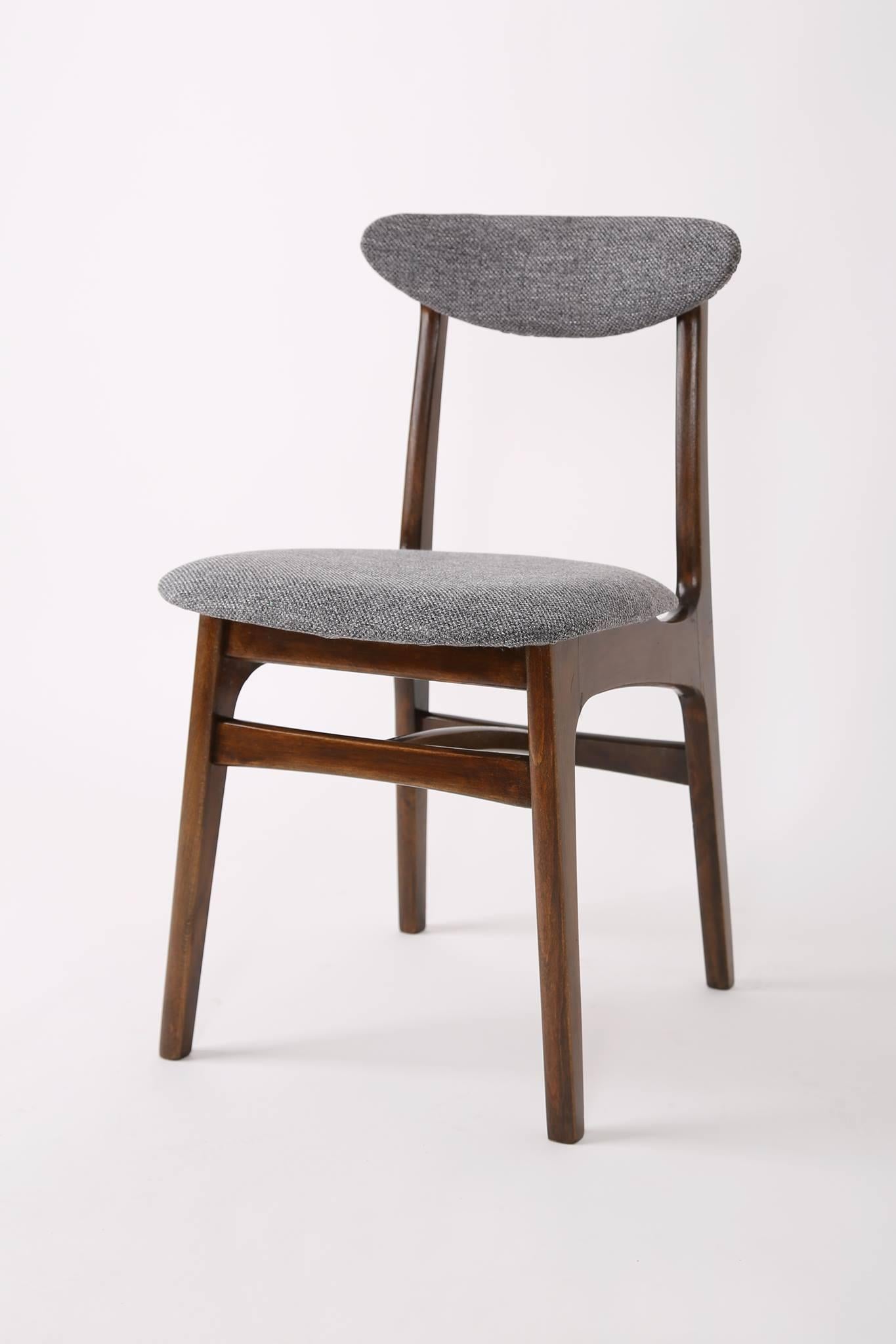 Mid-Century Modern Set of Three Mid Century Gray Wool Chairs, Rajmund Halas, Europe, 1960s For Sale