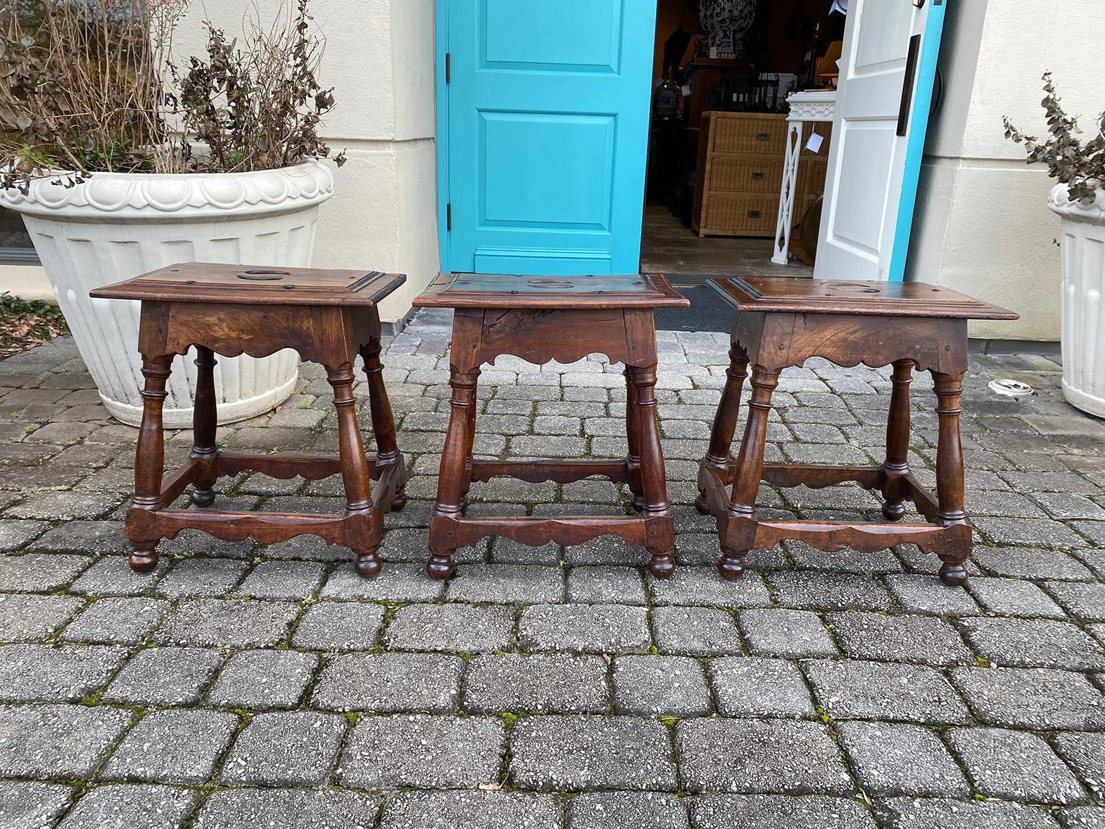 Set of three 20th century English joint stools
Measures: Left: 17.25