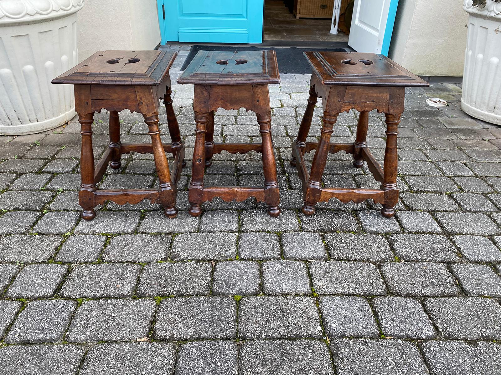 Wood Set of Three 20th Century English Joint Stools For Sale
