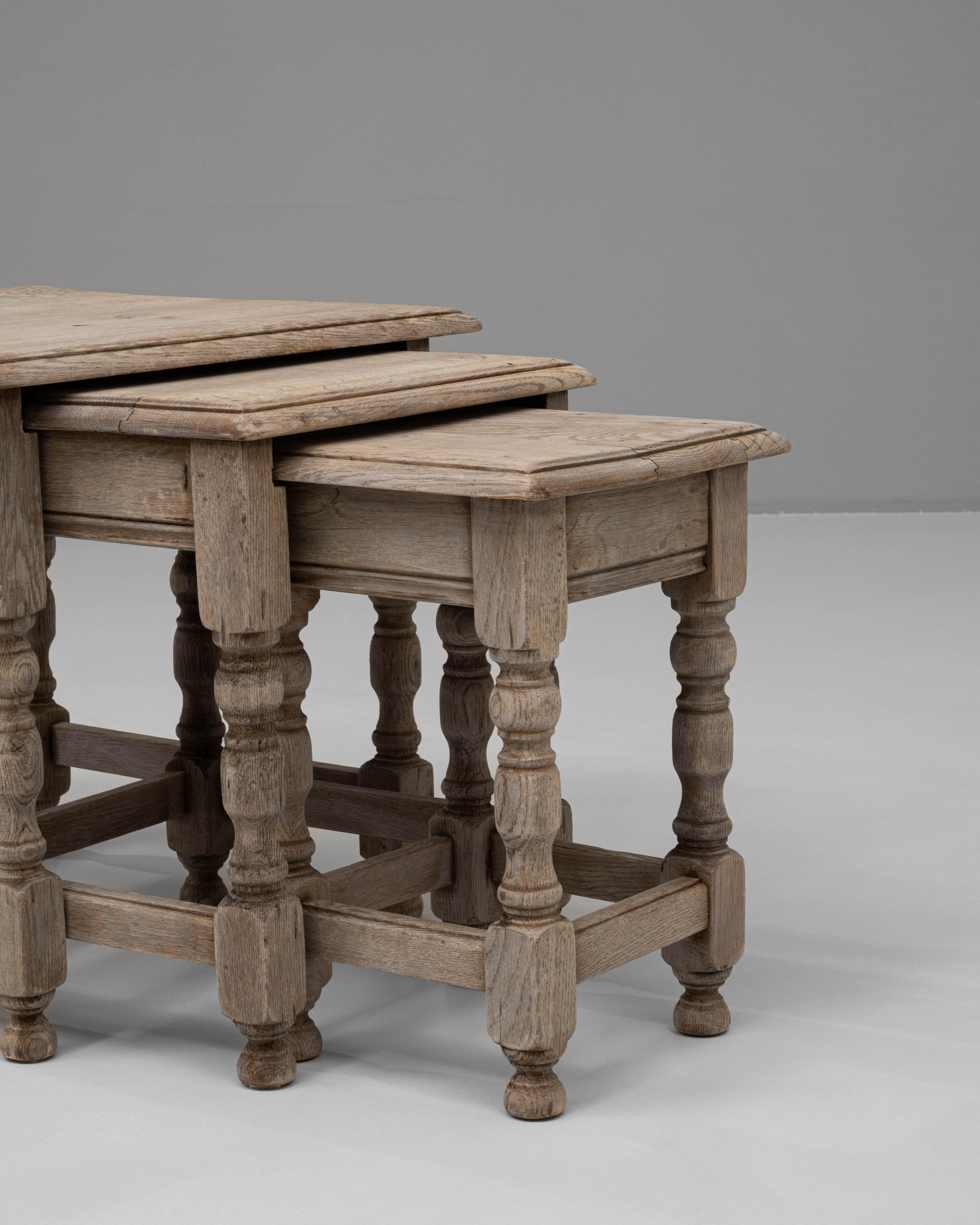 Set of Three, 20th Century French Oak Nesting Tables For Sale 4