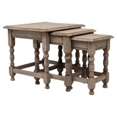 Set of Three, 20th Century French Oak Nesting Tables