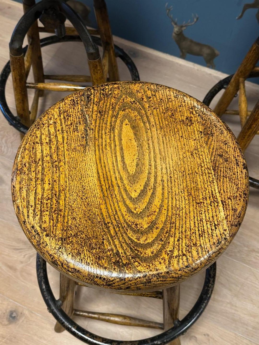 Set of three 20th Century Industrial stools In Good Condition For Sale In Eindhoven, NL