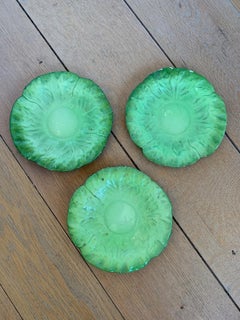 Set of Three 20th Century Napoli Lettuce Ware Plates, Marked "Italy"