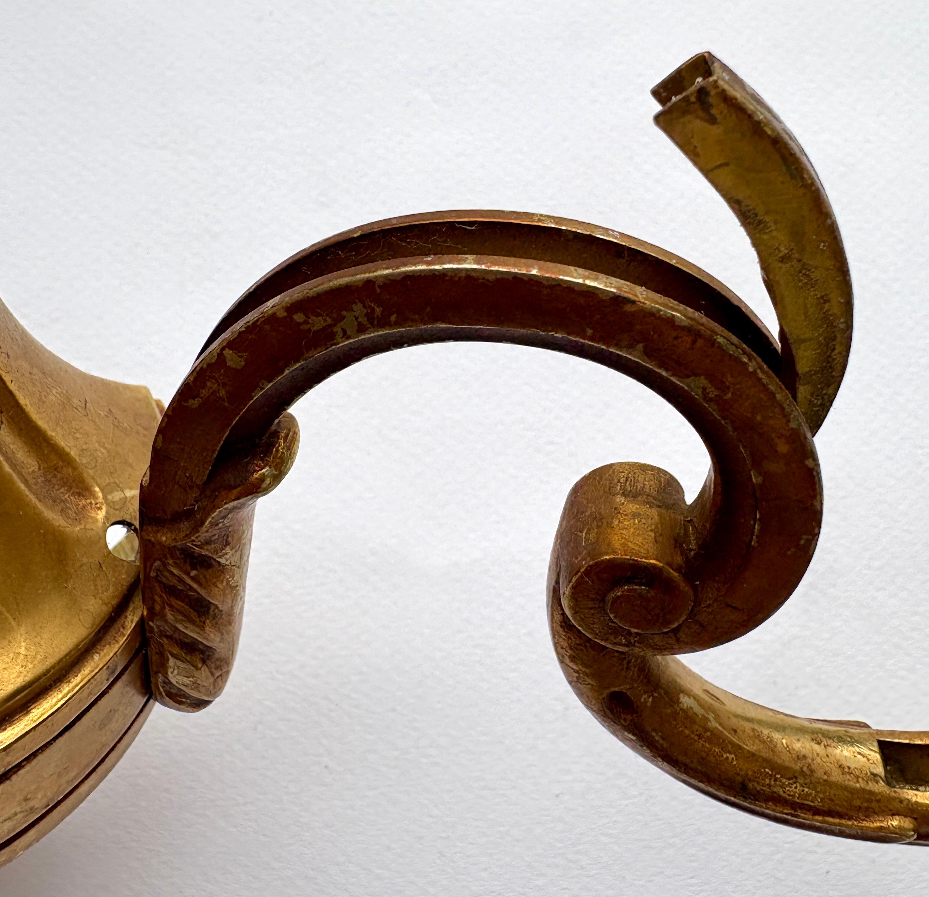 Set of Three 20th Century NeoClassical Wall Sconces in Gilded Bronze For Sale 6