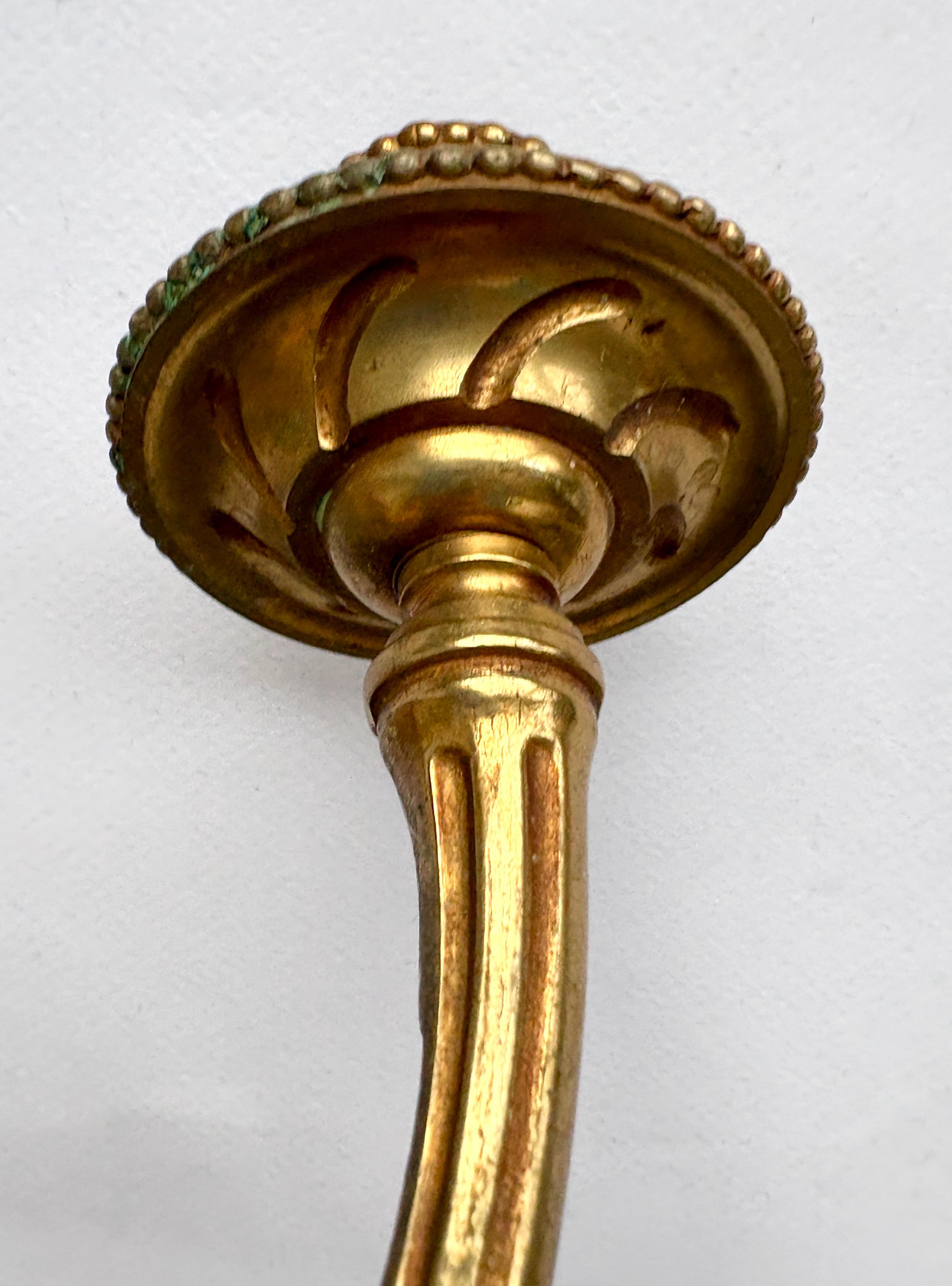 Mid-20th Century Set of Three 20th Century NeoClassical Wall Sconces in Gilded Bronze For Sale