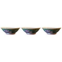 Vintage Set of Three 20th Century Oriental Porcelain Bowls, Unmarked