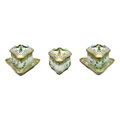 Set of Three 20th Century Royal Copenhagen Flora Danica Triangular Custard Cups